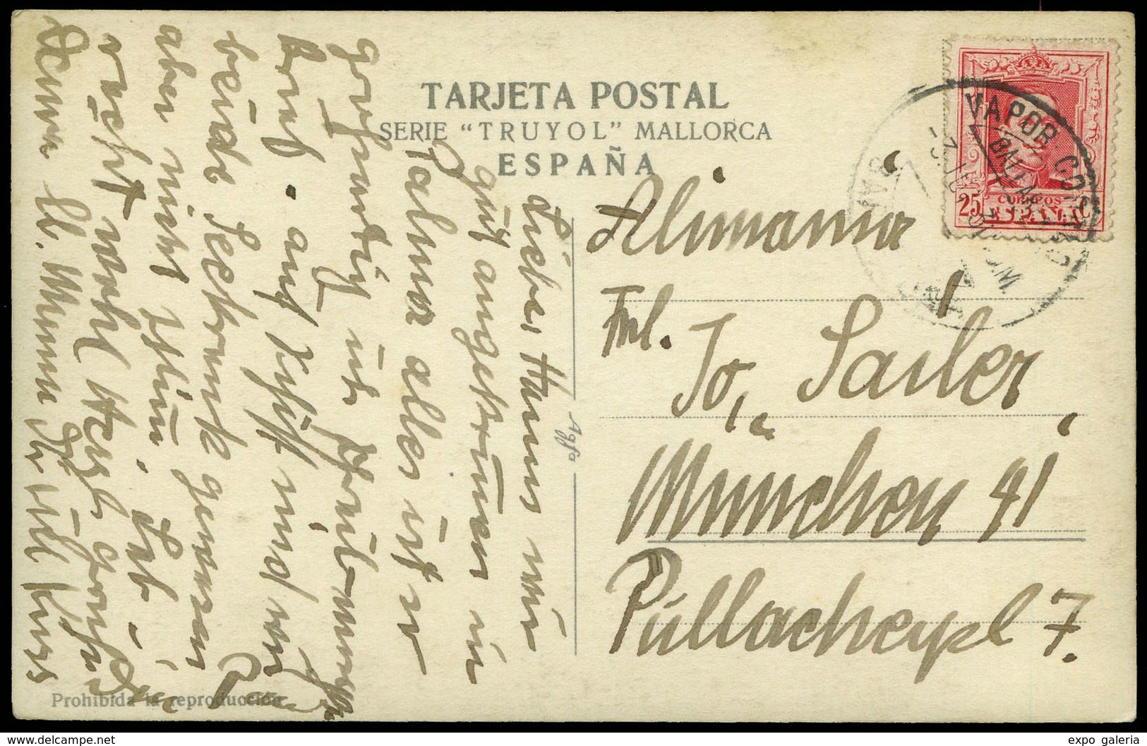 Ed. T.P. 317 - 1931.Barcelona. Preciosa Y Rara Tarjeta Del “Puerto De Soller Con El Barco” “F.G.L.Z.A. Soller” - Unused Stamps