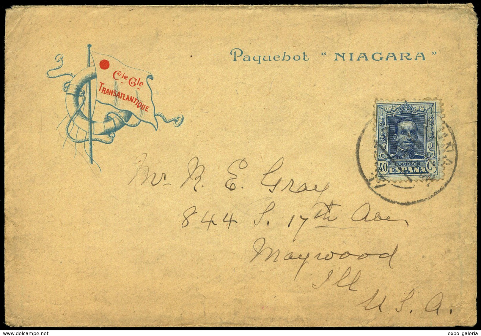 Ed. 319 - 1930.Preciosa Carta Con Membrete Ilustrado De La “La Cie. Gle. Transatlántique” Y “Paquebot Niagara” - Unused Stamps