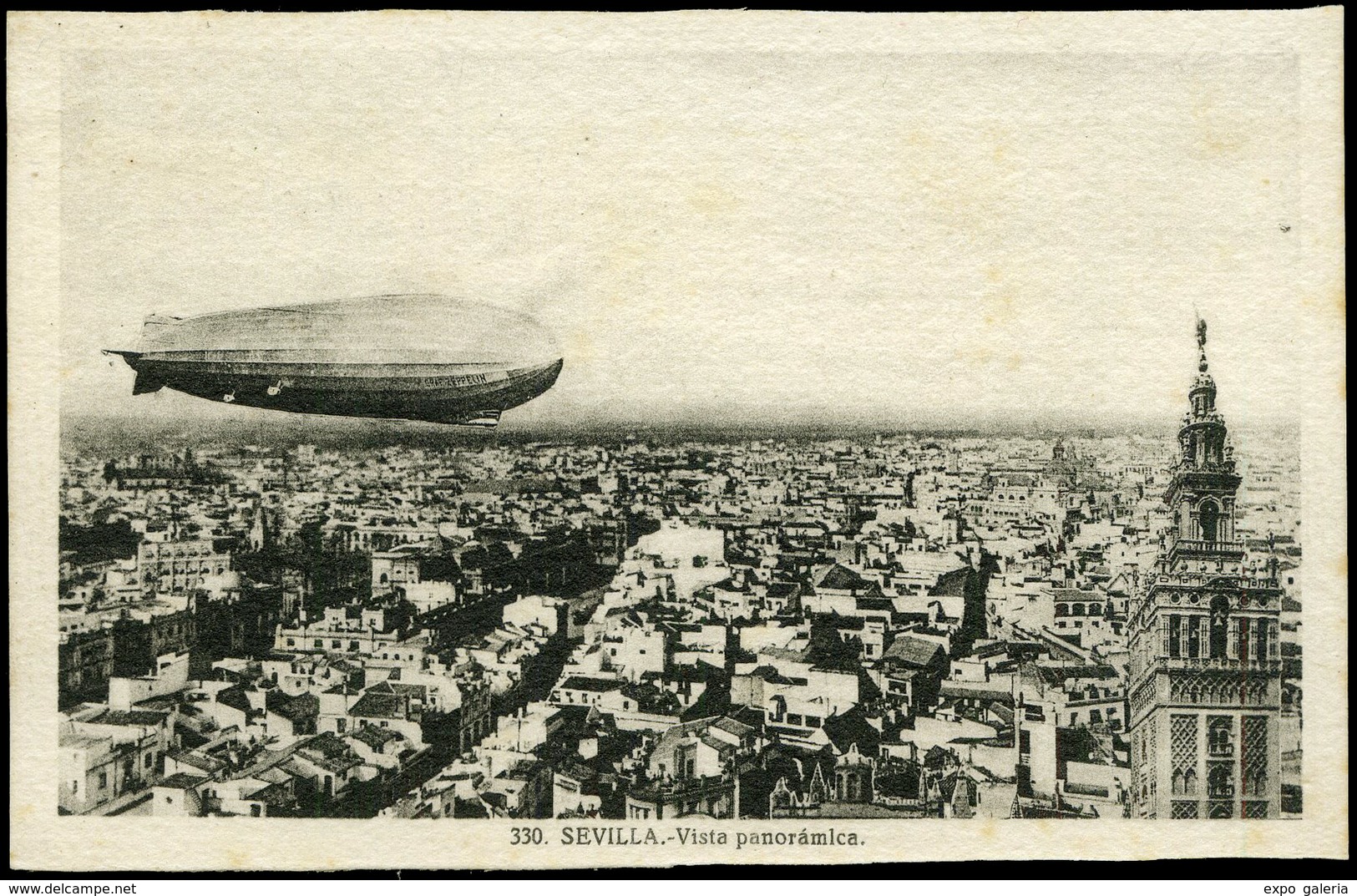 T.P. 1930. Tarjeta Ilustrada (Zeppelín Sobrevolando Sevilla) Sin Circular. - Ungebraucht