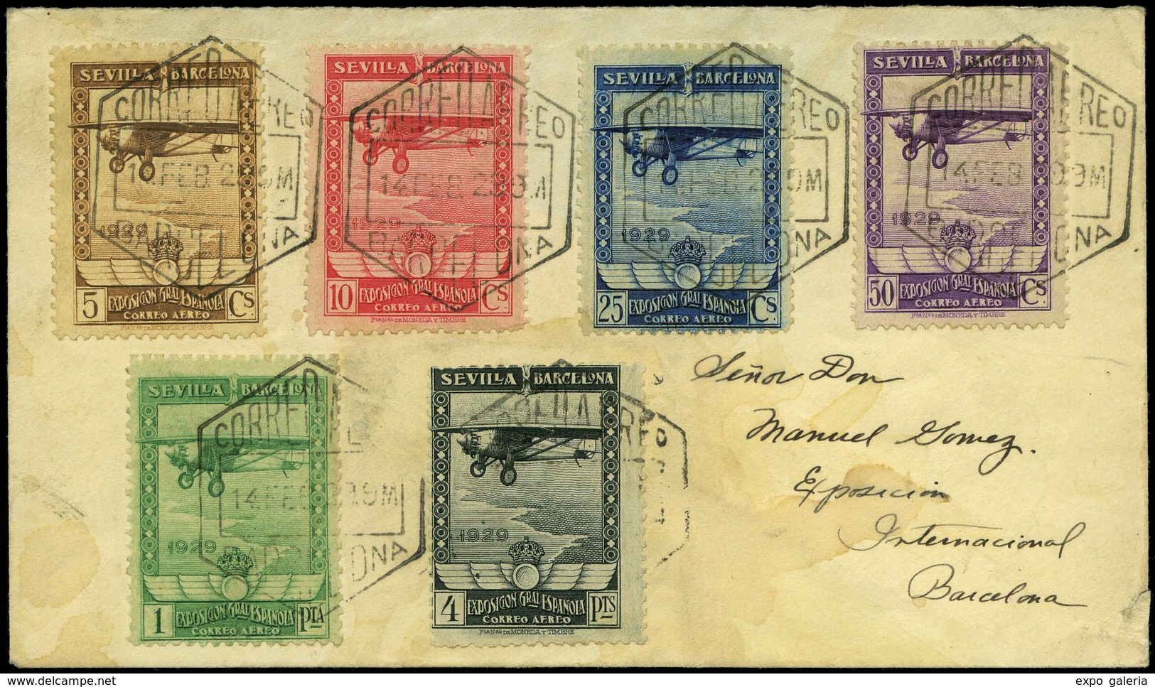 Ed. 448/53 Carta Cda A Barcelona.Precioso Franqueo - Unused Stamps