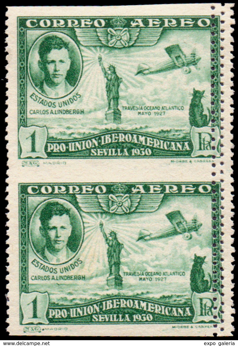 Ed. *** 588 Pareja Vertical. Variedad S/D Horizontal + Doble Dentado Vertical. Marquillada. - Unused Stamps