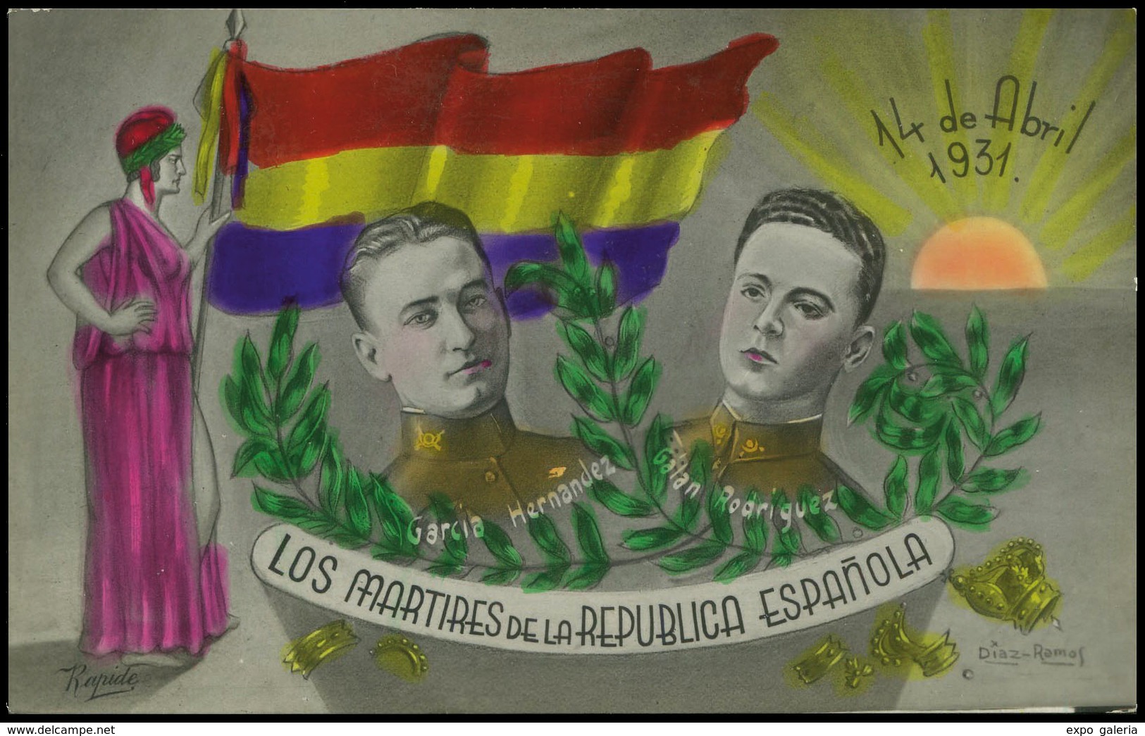 T.P Tarjeta De Los Capitanes Fermín Galán Y García Hernández (fusilados 4/12/30) “Los Mártires…" - Ongebruikt