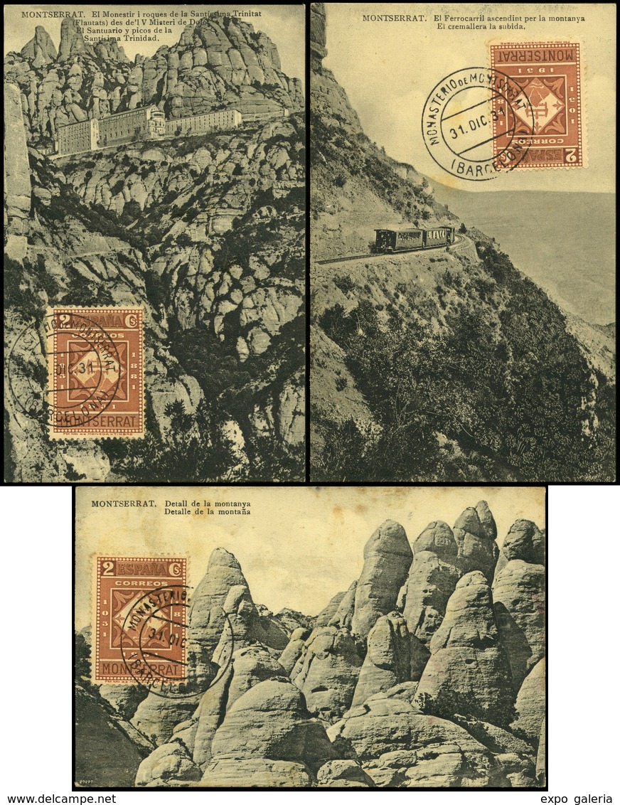 Ed. T.P. 637 Conjunto De 3 Postales Distintas De “Montserrat”, Sin Circular Y Con Mat. “Monasterio…" - Ongebruikt