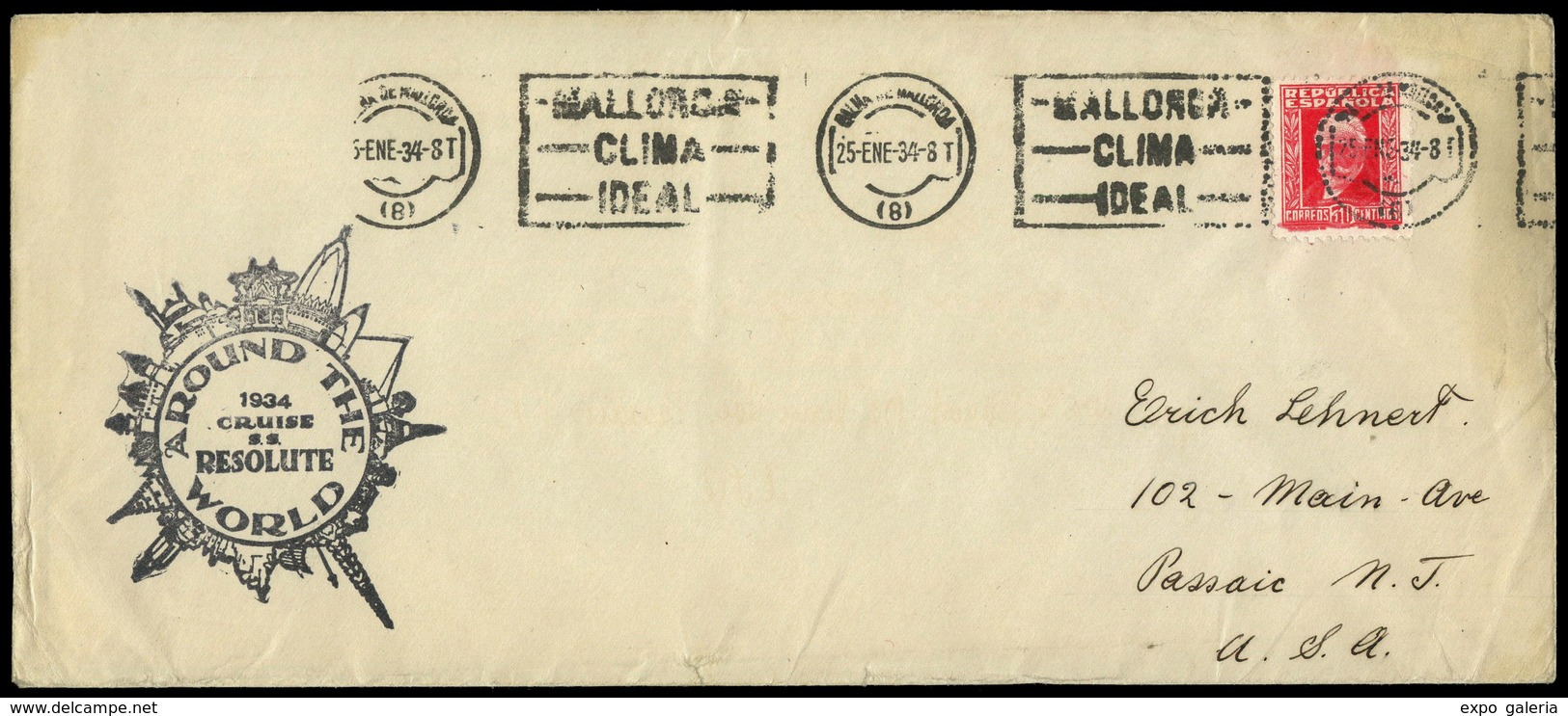 Ed. 669 - 1934.Palma De Mallorca. Rodillo “Palma 25/1/34” Con Marca “A Round The World 1934…" - Ongebruikt