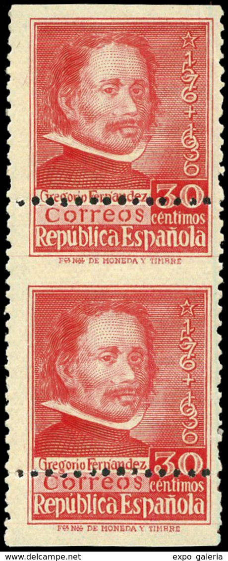 Ed. *** 726dh Pareja Vertical, Variedad Dentado Horizontal Desplazado. Lujo. Cat. +120€ - Unused Stamps