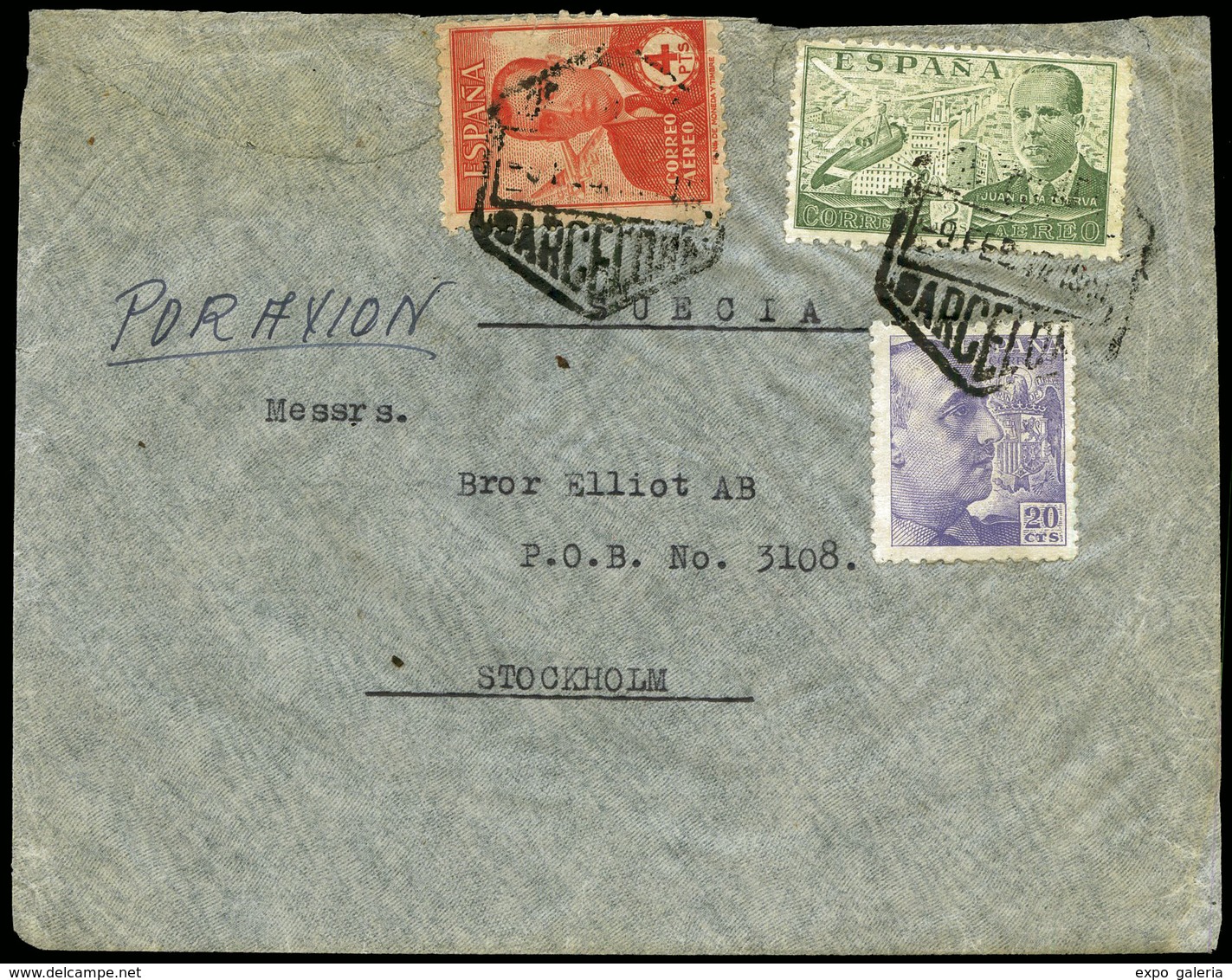 Ed. 991-945-922 - Carta Cda “Barcelona 09/02/48” A Estocolmo. Rara. - Ungebraucht