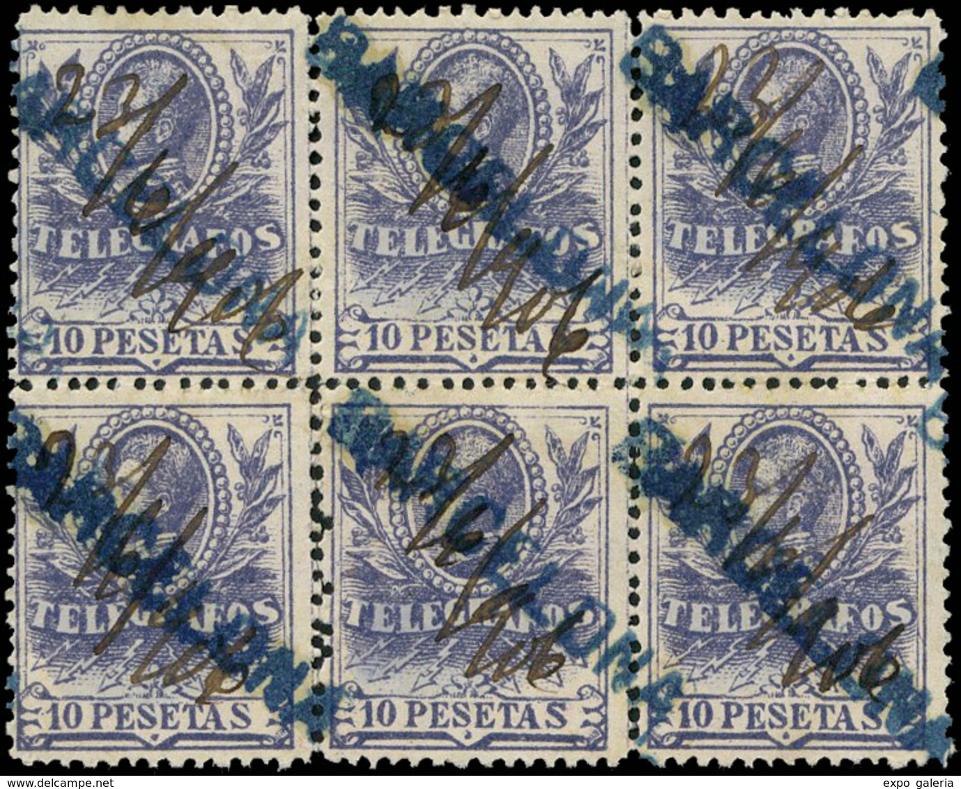 Ed. 0 46Fa Bl. 6Falso Telegráfico (dentado 13,6). Marquillado Al Dorso. Tipo I. Escaso. - Télégraphe