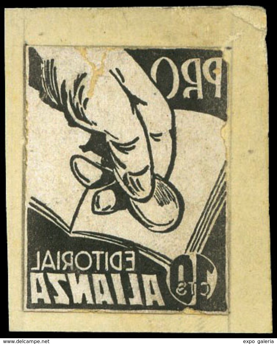 Ed. *** 2180S Prueba De Espejo Sobre Papel Cartón.Rara - Spanish Civil War Labels