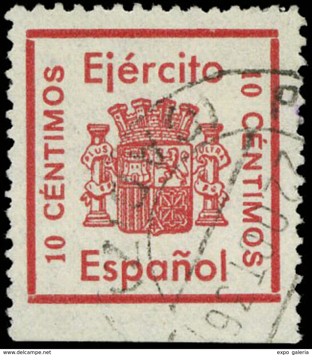 Ed. 0 S/Cat. “Pro Ejército Español. 10Cts.” Rojo. Fechador 22/Oct/36. Rarísima Viñeta Publicitaria. No Reseñado. - Spanish Civil War Labels