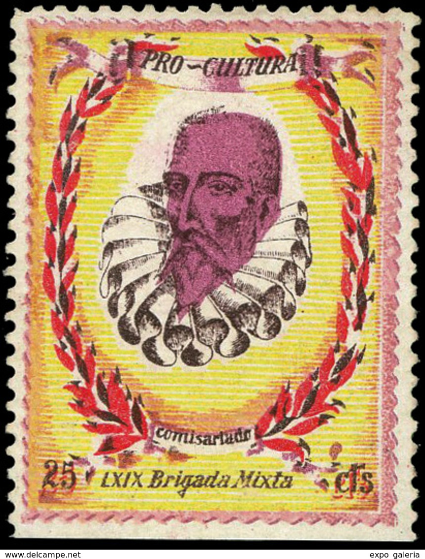 Ed. * 110 Edifil “Pro Cultura-Cervantes. 25Cts.”Muy Raro - Verschlussmarken Bürgerkrieg