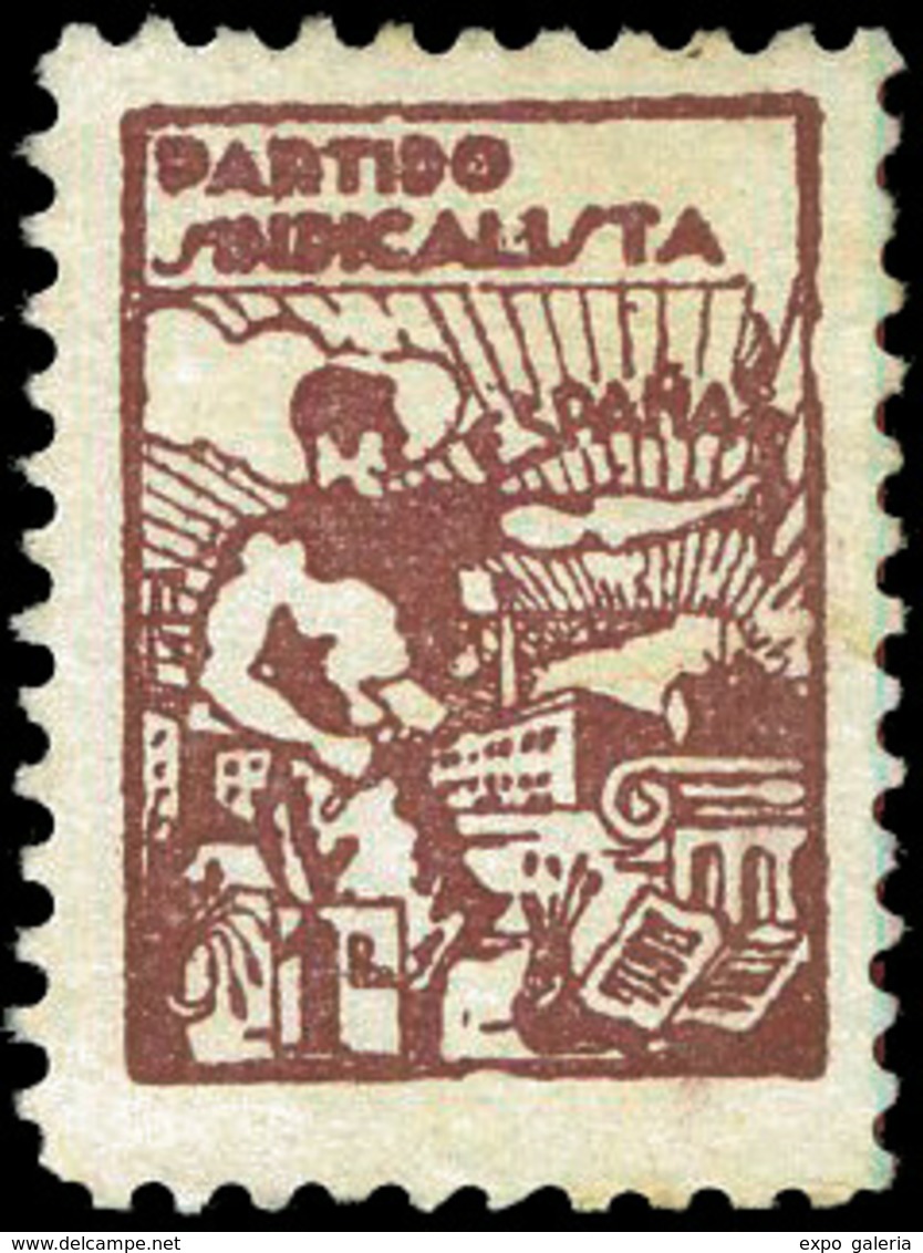 Ed. * 706 Afinet “Partido Sindicalista” Castaño Lila. Raro En Este Color. - Spanish Civil War Labels