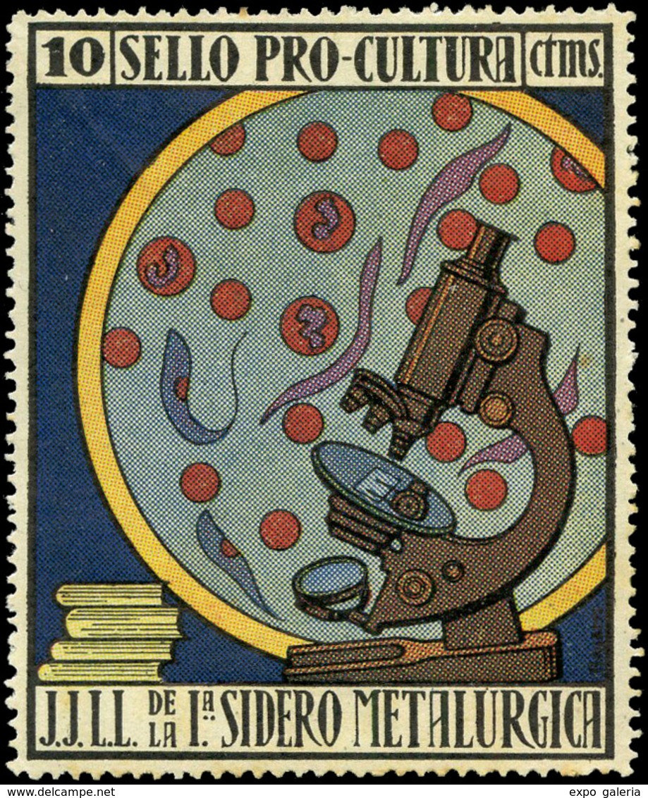 Ed. ** 1972 “Pro Cultura” (Microscopio).Muy Raro - Spanish Civil War Labels