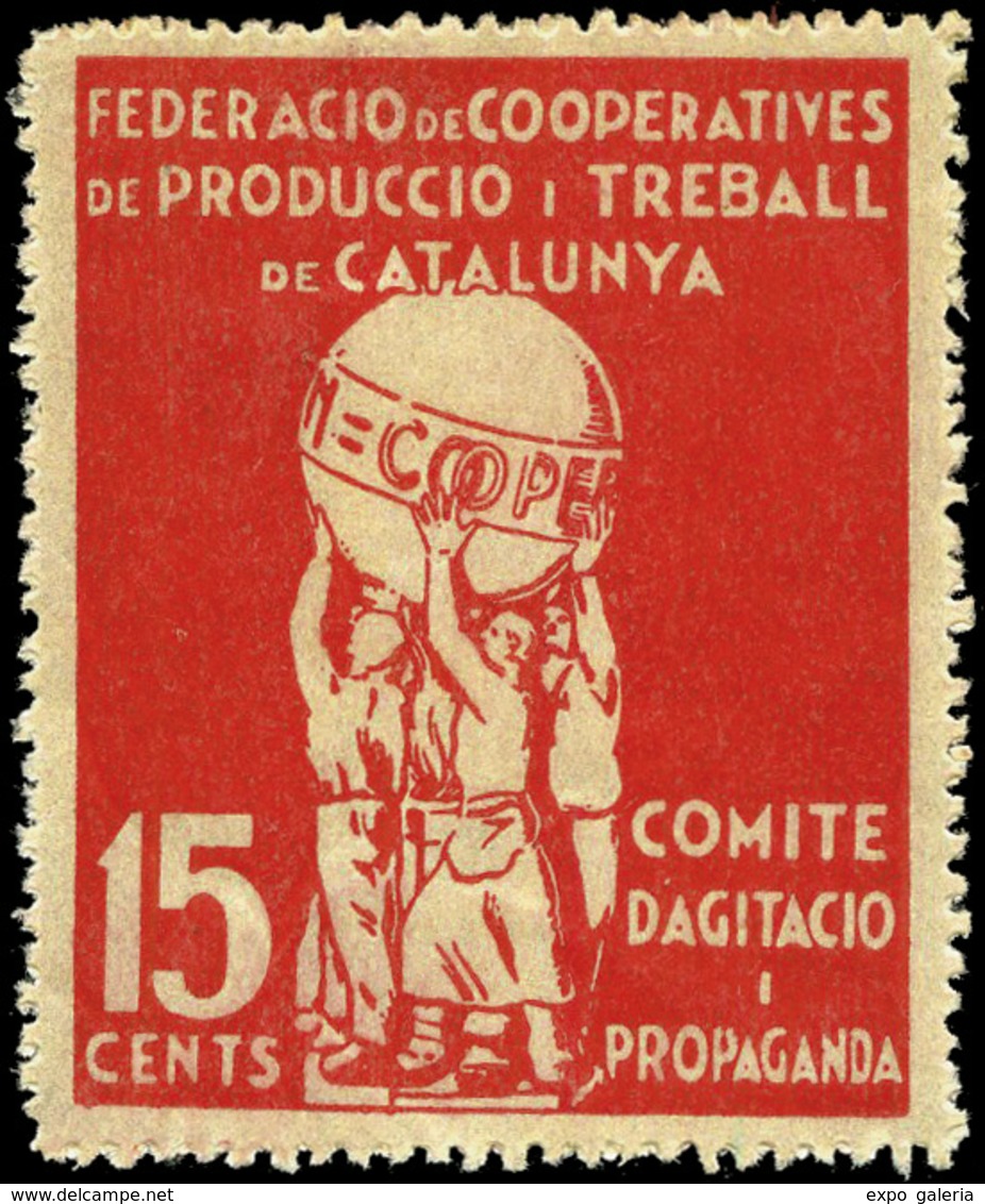 Ed. * 3405 “Comité Agitación Y Propaganda. 25Cts” Rojo. Muy Raro. - Vignettes De La Guerre Civile