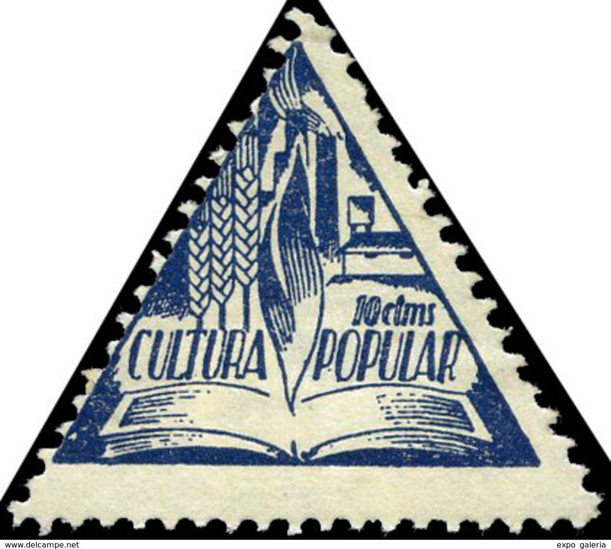 Ed. ** 2070 “Cultura Popular. 10Cts.” Azul. Escaso - Spanish Civil War Labels