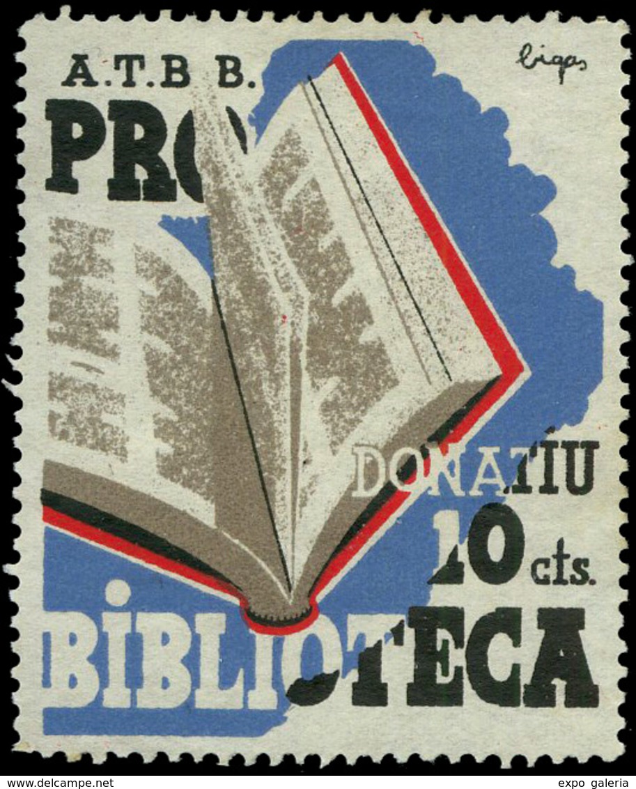 Ed. *** 3470 “Pro Biblioteca. 10Cts.” Raro. - Vignettes De La Guerre Civile