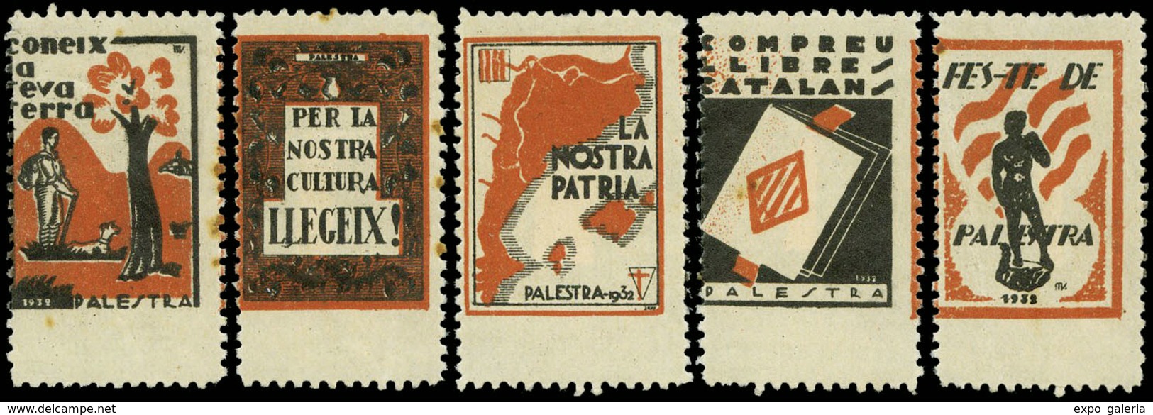 Ed. ** 3473/7 - 5 Valores Palestra. Raros - Spanish Civil War Labels