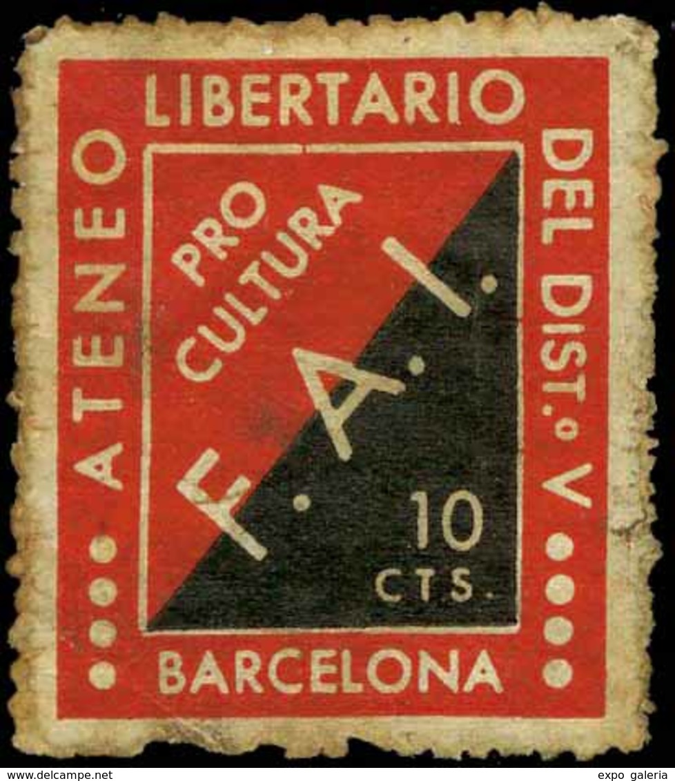 Ed. * All. 64 BARCELONA. “10Cts.Ateneo Libertario” - Vignetten Van De Burgeroorlog