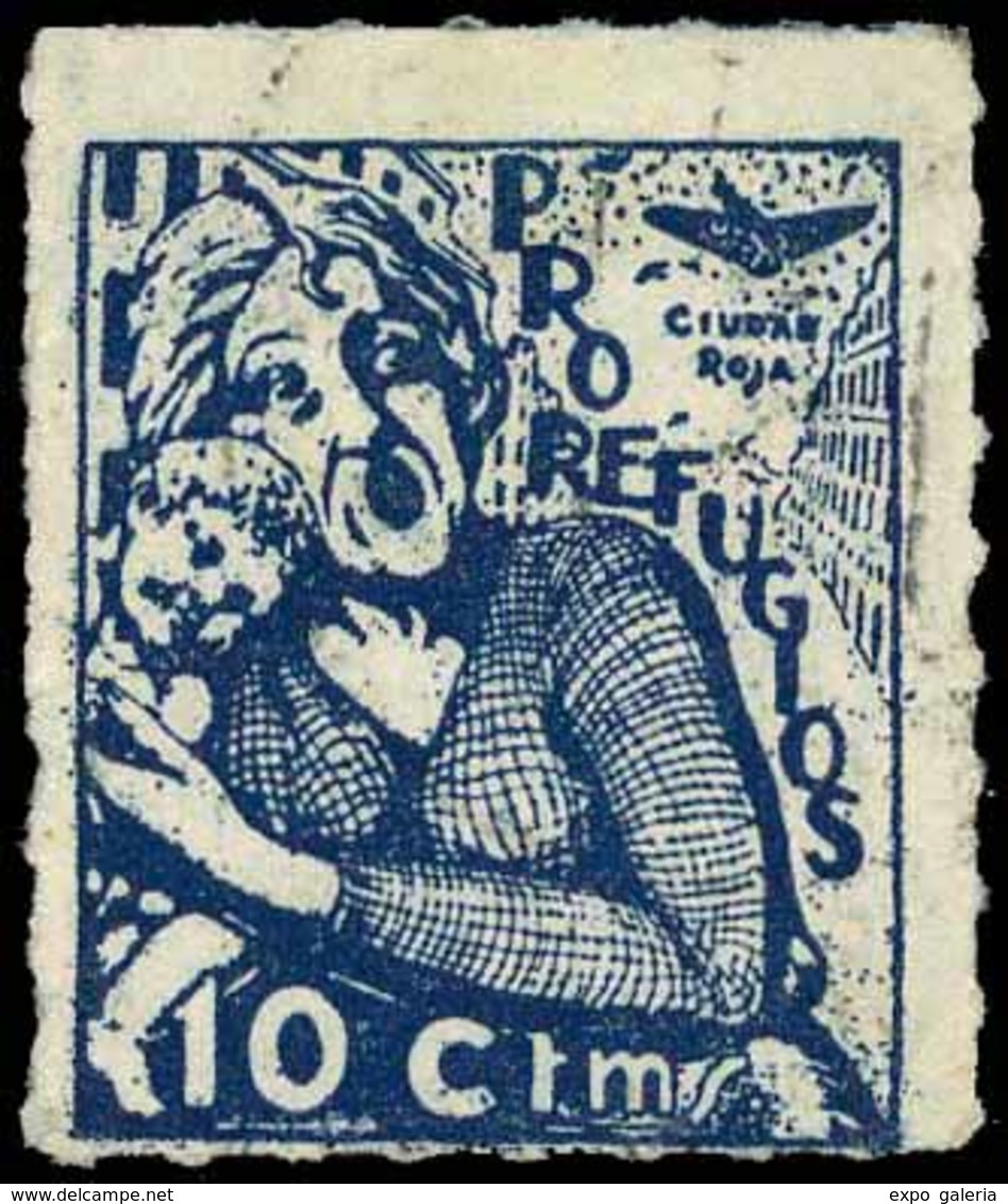 Ed. * All. 5 CIUDAD REAL. “10Cts. Pro Refugiados Ciudad Roja” Raro. - Spanish Civil War Labels