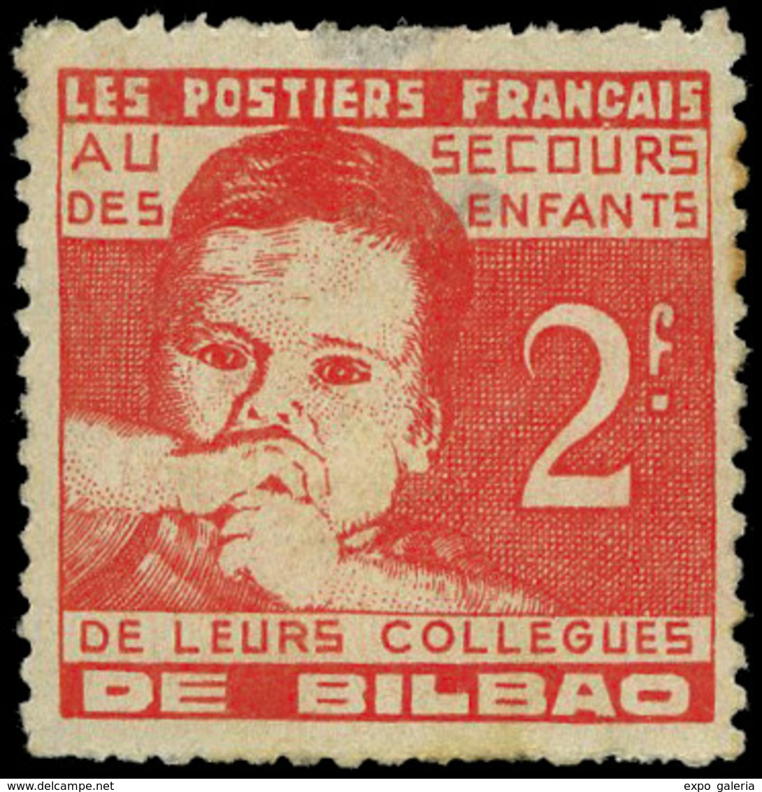 Ed. * 5 Euzkadi.BILBAO. “Pro Infancia 2Fr.” Color Rojo. Muy Raro - Spanish Civil War Labels