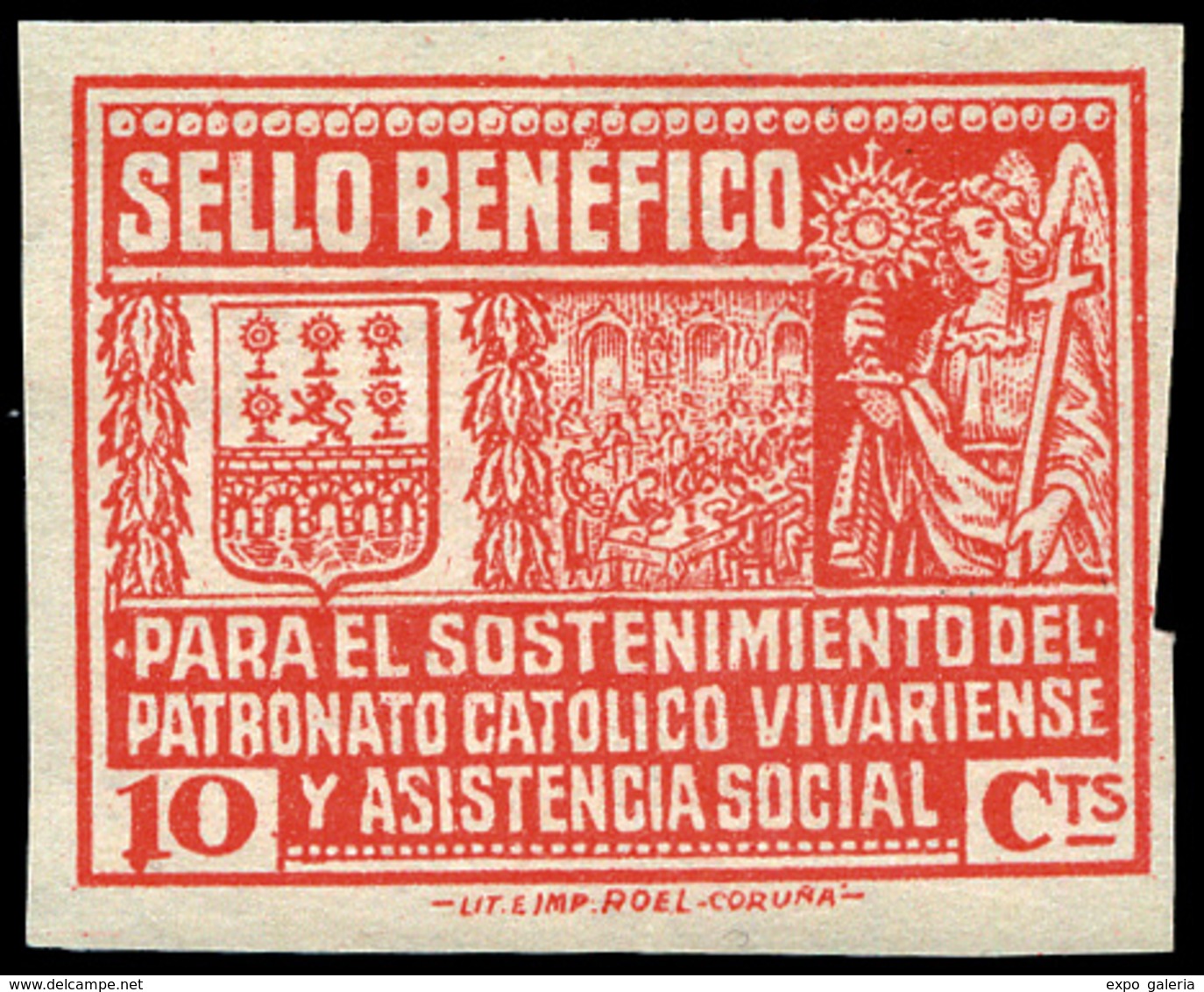 Ed. ** 773S Lugo. VIVERO. S/D. No Cat. Muy Raro. - Spanish Civil War Labels