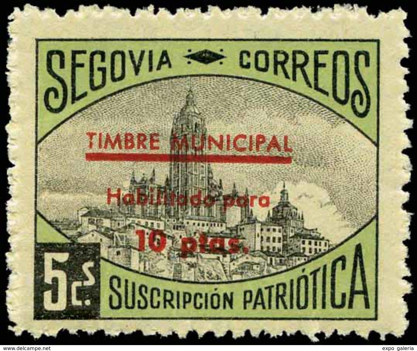 *** S/Cat. SEGOVIA. Similar All. 94. “10 Ptas. Habilitado Para” - Spanish Civil War Labels