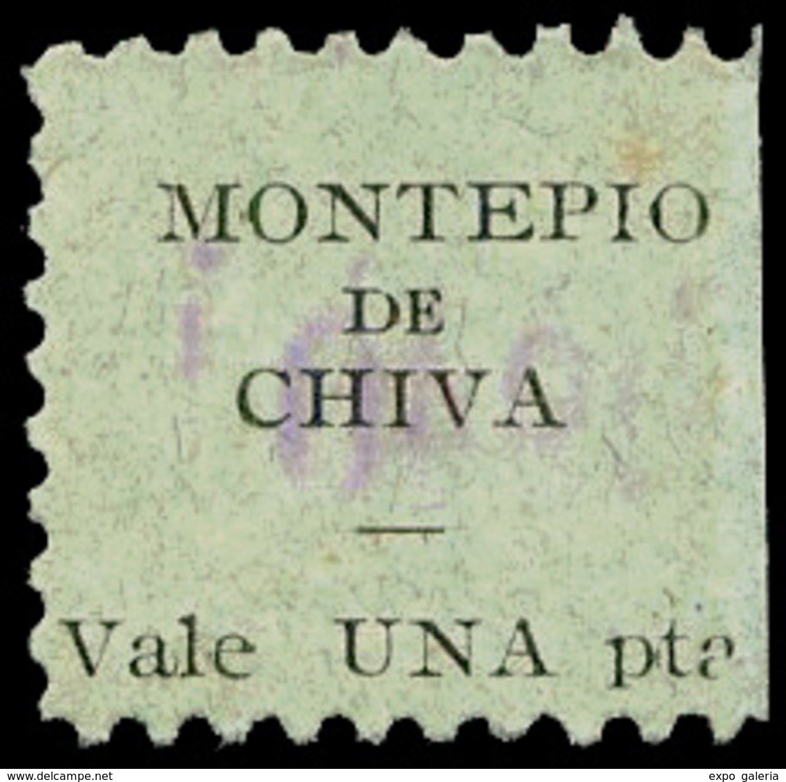 * S/Cat. Valencia.CHIVA. “Pro Montepio De Chiva 1 Ptas.” Color Verde. Raro. - Spanish Civil War Labels