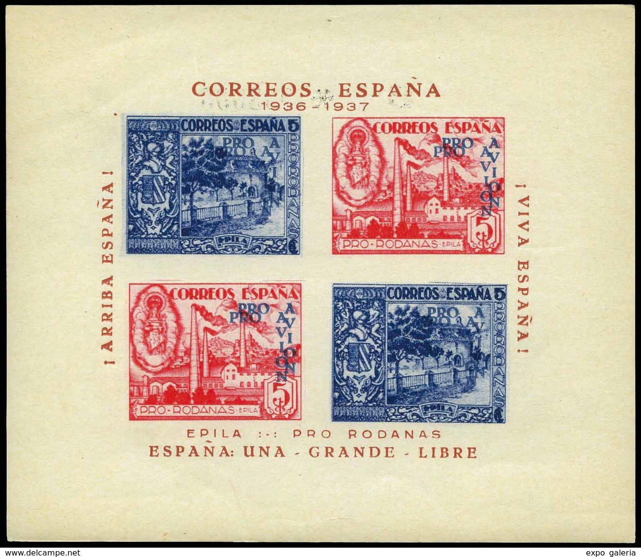 Ed. *** All. 28a Zaragoza.ÉPILA. Variedad Doble Impresión En La Sobrecarga. - Spanish Civil War Labels