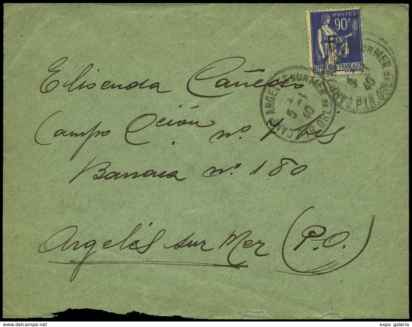 1940. “Camp Argeles Sur Mer 05-01-40” Con Remite “Barrca 180” Y Cda Al Mismo Sitio Pero A Otra Recluida - Military Service Stamp