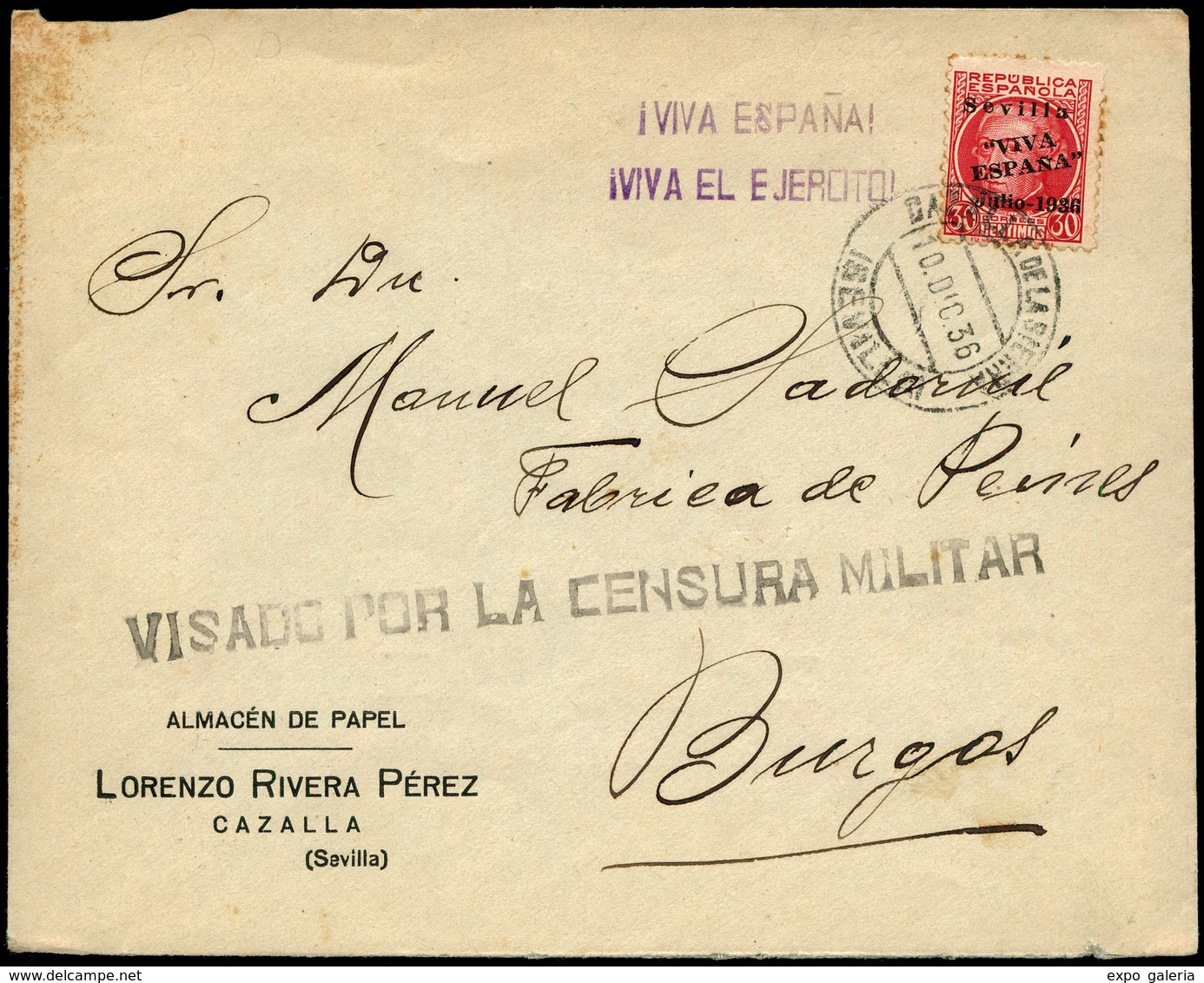 Local Sevilla 1936. Carta Cda Con Publicidad Ilustrada En Reverso “Papel De Fumar Gol Suaviza El Tabaco......” - Emissions Nationalistes