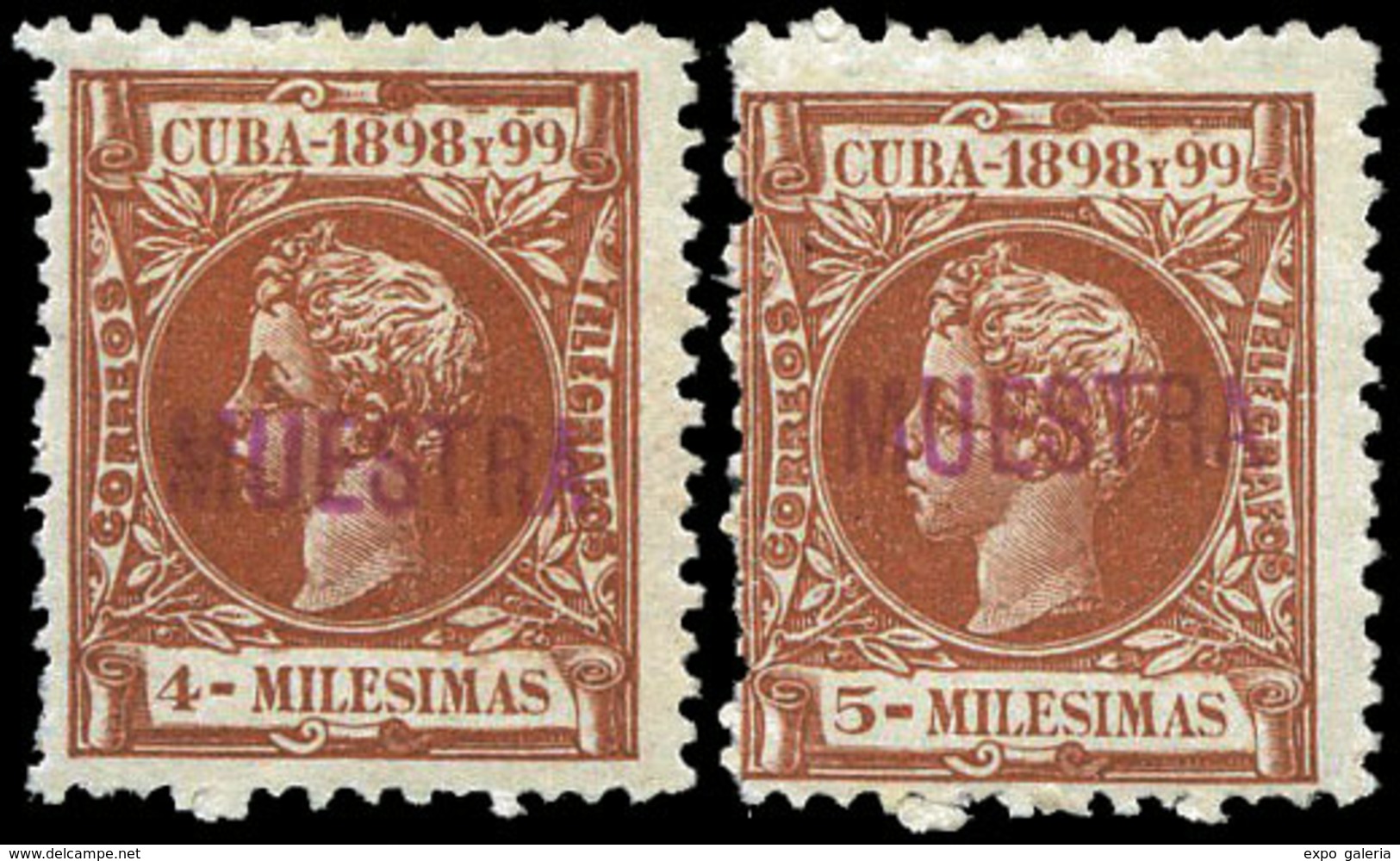 Ed. ** 154/8 Sobrecarga “Muestra”. Cat.+250€ - Cuba (1874-1898)