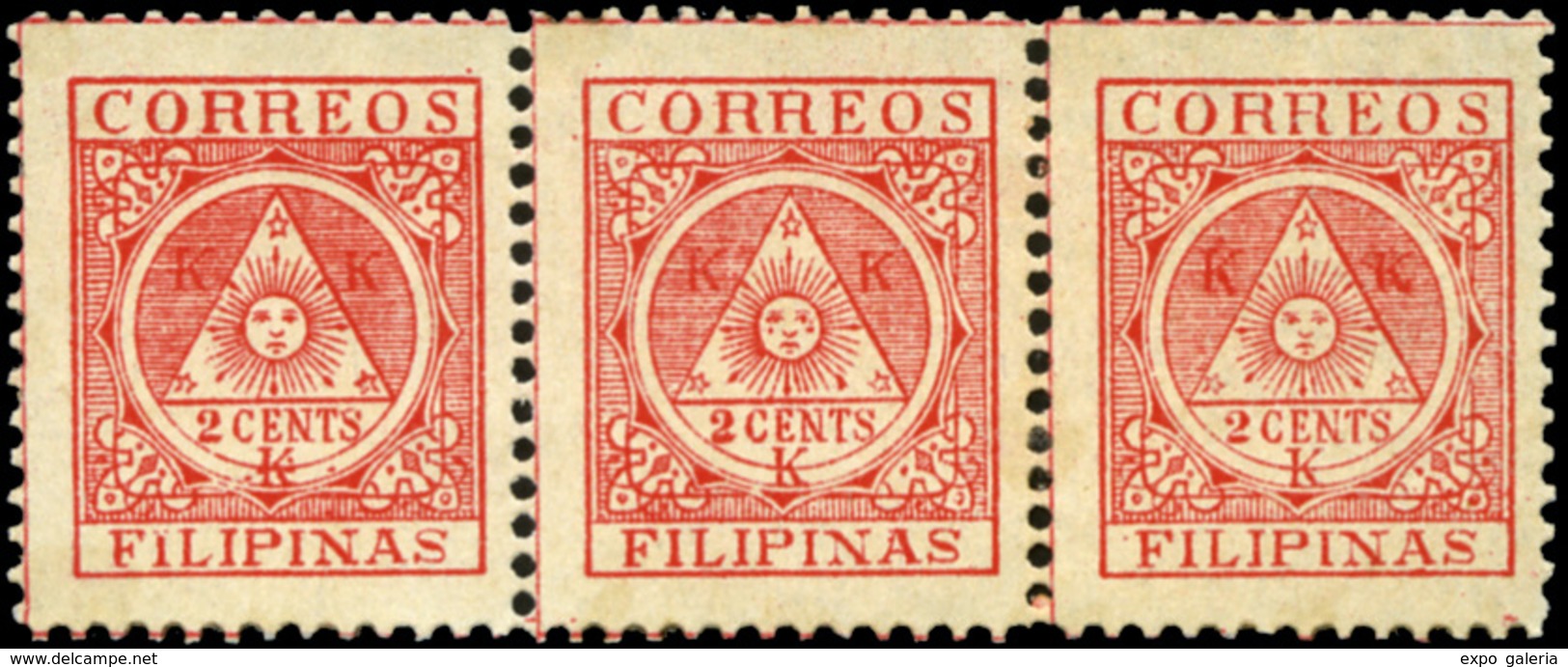 Ed. *** Correo Insurrecto 4 Tira 3 Variedad 1 Sello Sol Con Lágrimas (posición 101 Pliego) Lujo - Philipines