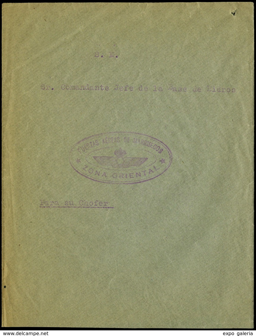 1925. Carta Cda Con Marca “Fuerzas Aereas De Marruecos. Zona Oriental” Cda Al “Comandante Jefe De La Base De Hidros” - Spaans-Marokko