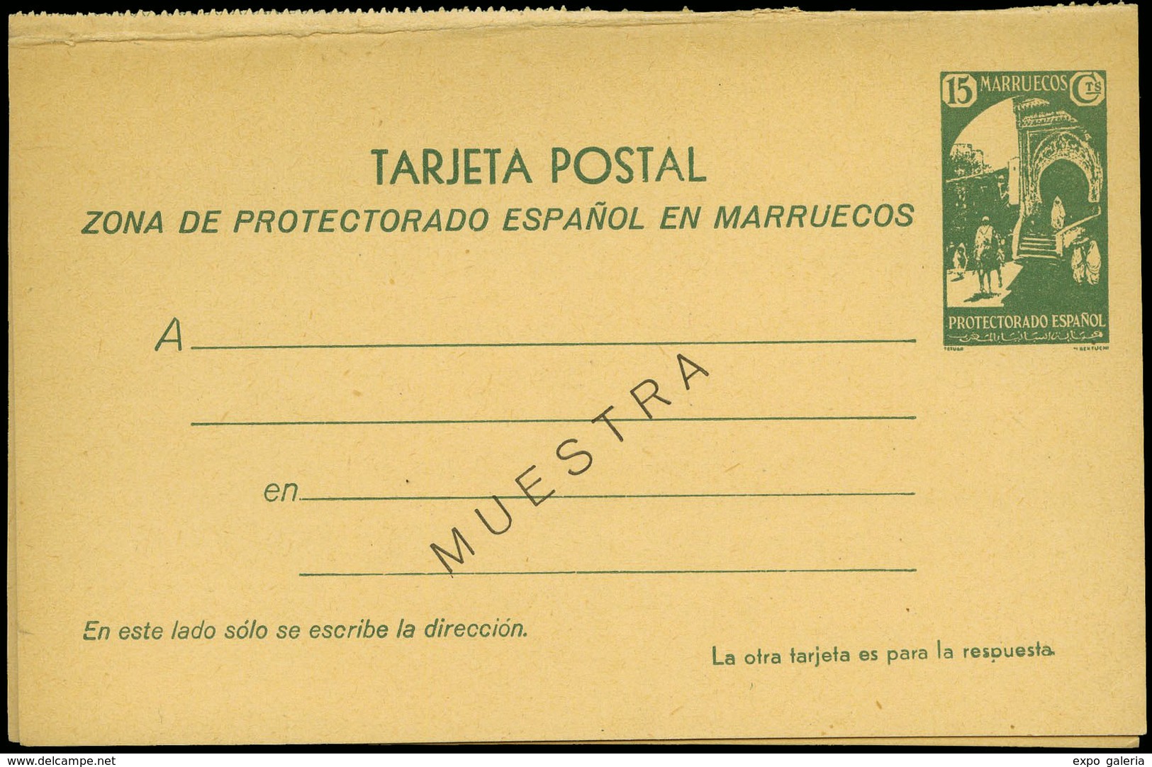 Ed. ** Entero Postal 22M Sobrec. “Muestra” Tirada 600. Rara. Cat. 160€ - Maroc Espagnol