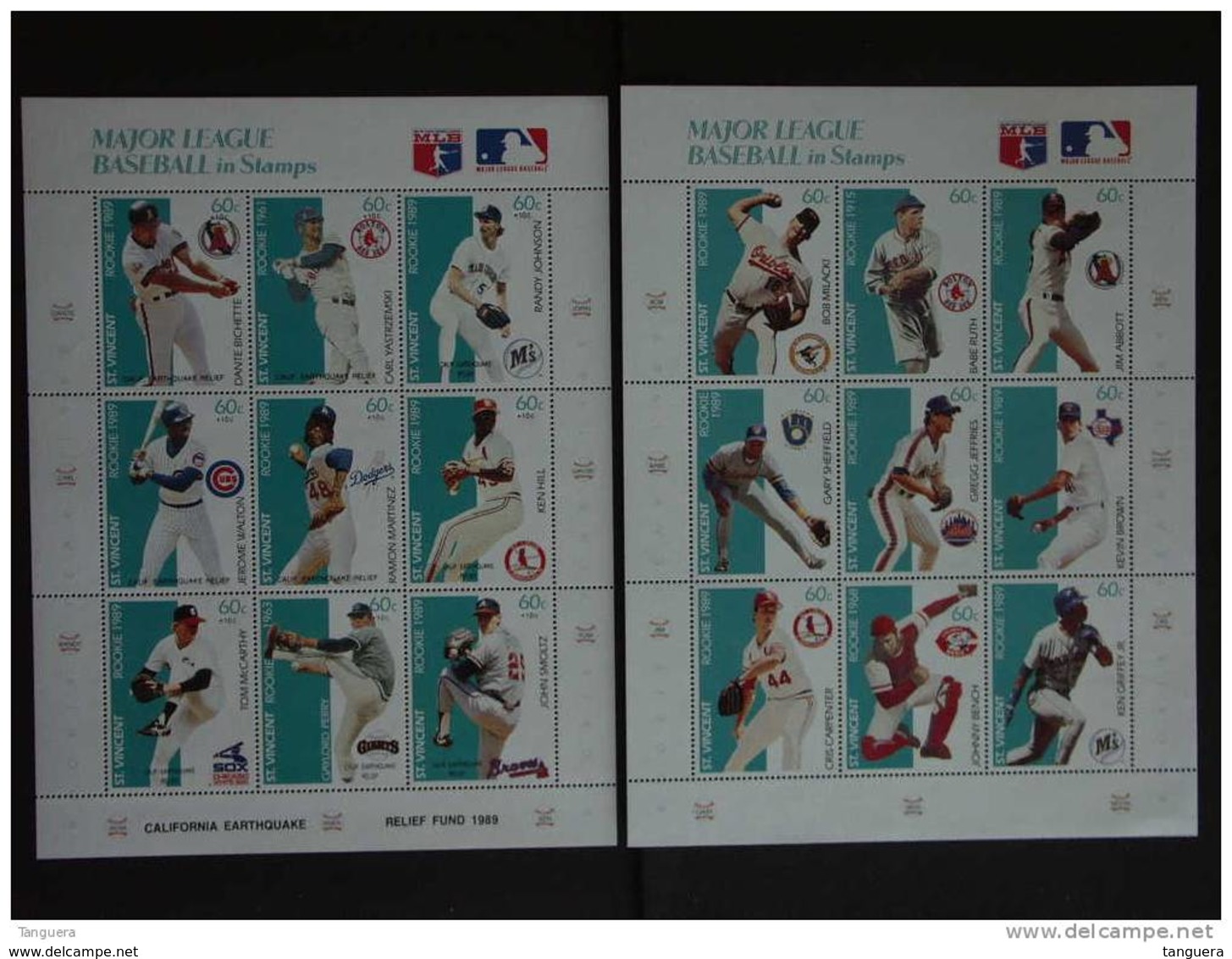 St.Vincent Saint-Vincent 1989 Joueurs De Base-ball Major League Baseball 2 Feuillet Yv 1165N-1165AF MNH ** - Baseball