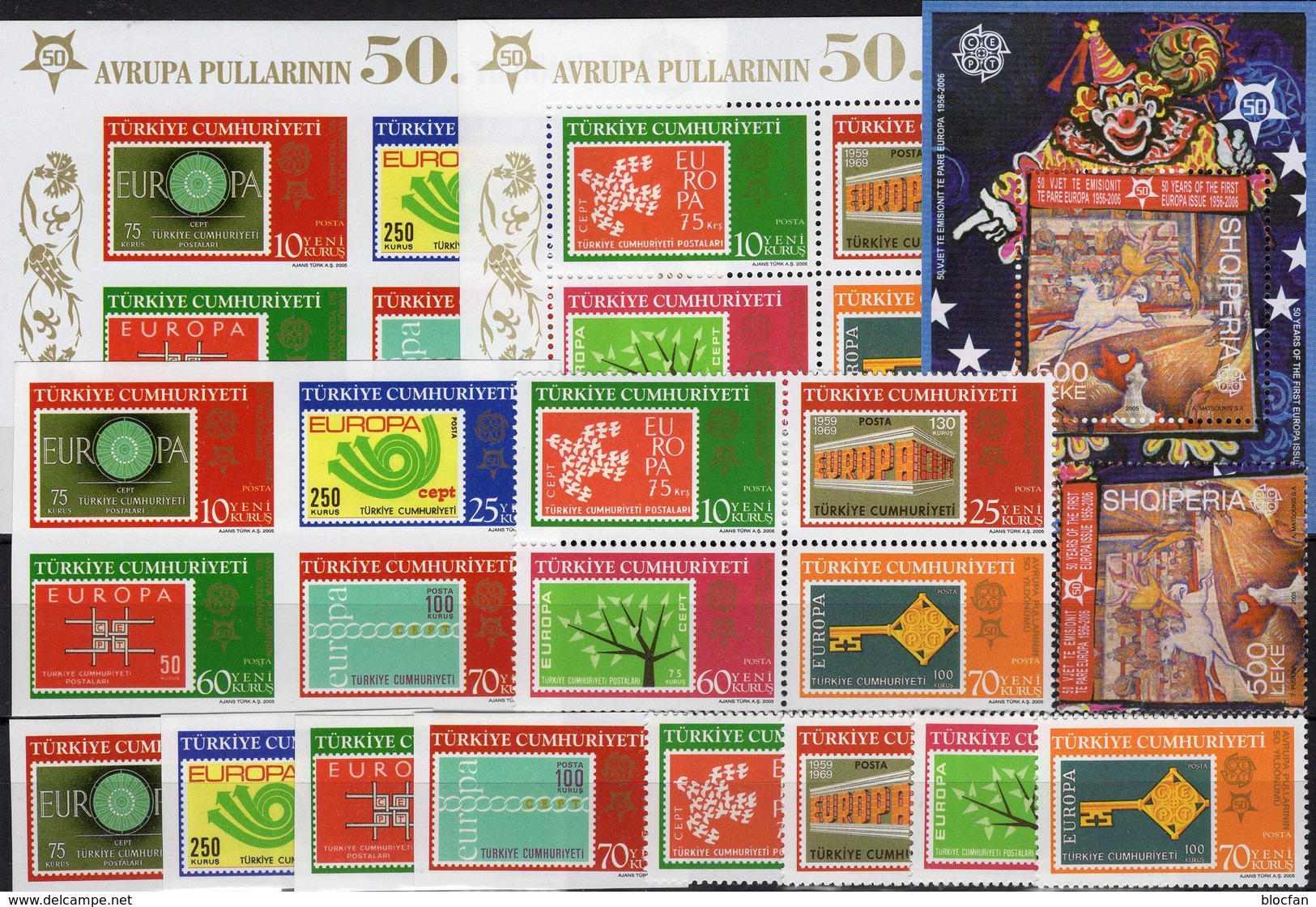 CEPT 2005 TK 3491/4,2VB,Bl.58/59,Shqiperia 3047+Block 157 ** 97€ Hb Ss Stamps On Stamp Blocs/sheets 50 Years EUROPA - 2006