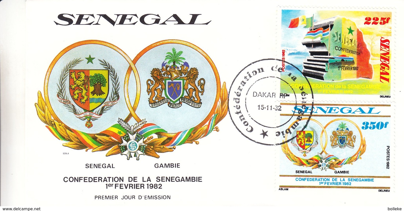 Drapeaux - Armoiries - Senegal - Lettre De 1982 - Oblit Confédération De La Senegambie - Omslagen