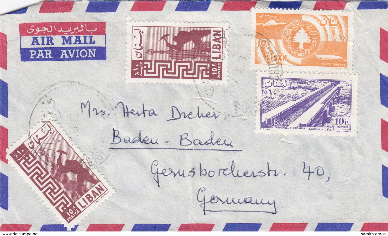 Lebanon-Liban Commercial Cover FURN AL CHEBACK 1960 To Germany,clear Cancel.,fine Cond.reduced Pr. SKRIL ONLY - Libano