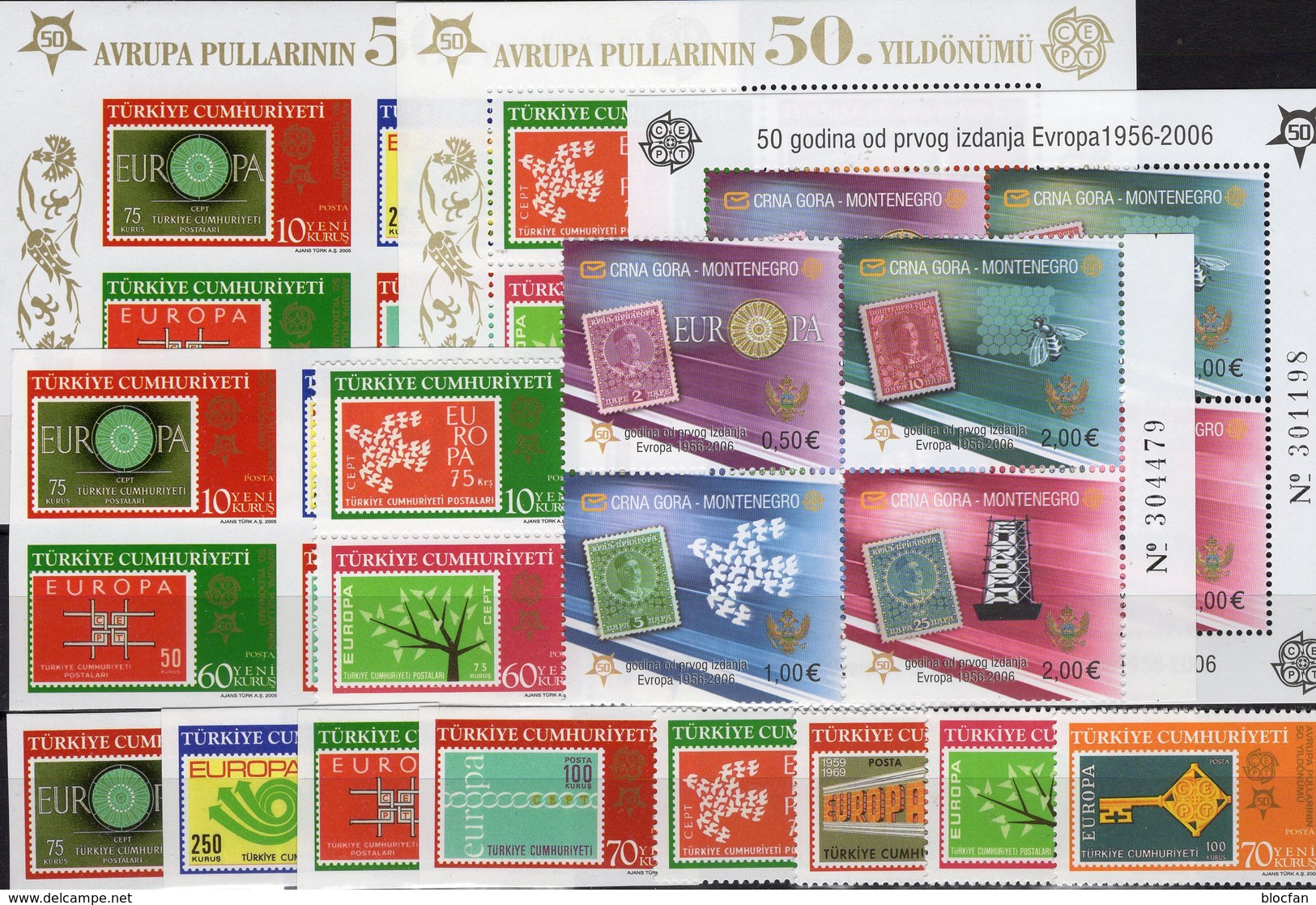 CEPT 2006 TK 3491/4,2VB,Blocks 58/59,Crna Gora 108/1 VB+Bl.2 ** 124€ Ss Stamps On Stamp Blocs/sheet 50 Year EUROPA - Emissions Communes