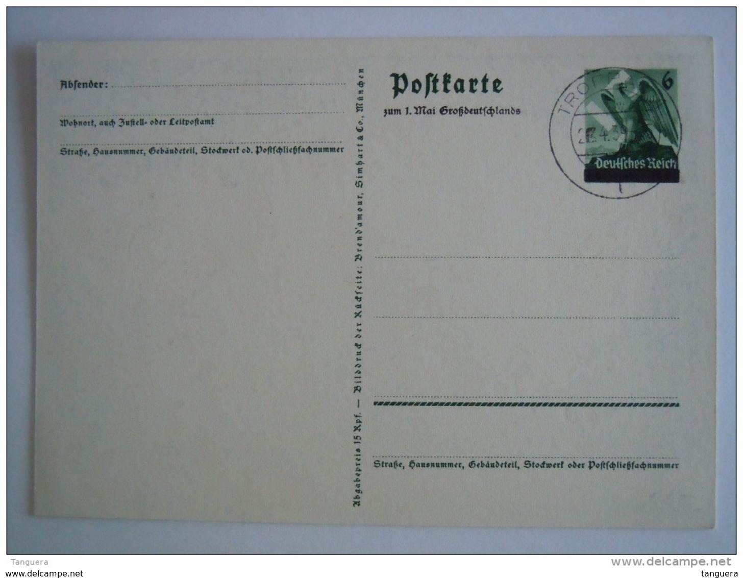 Deutsches Reich Stationary Entier Postal GSK Ganzsache Postkarte 1939 Troppau Wir Danken Unserm Führer - Autres & Non Classés