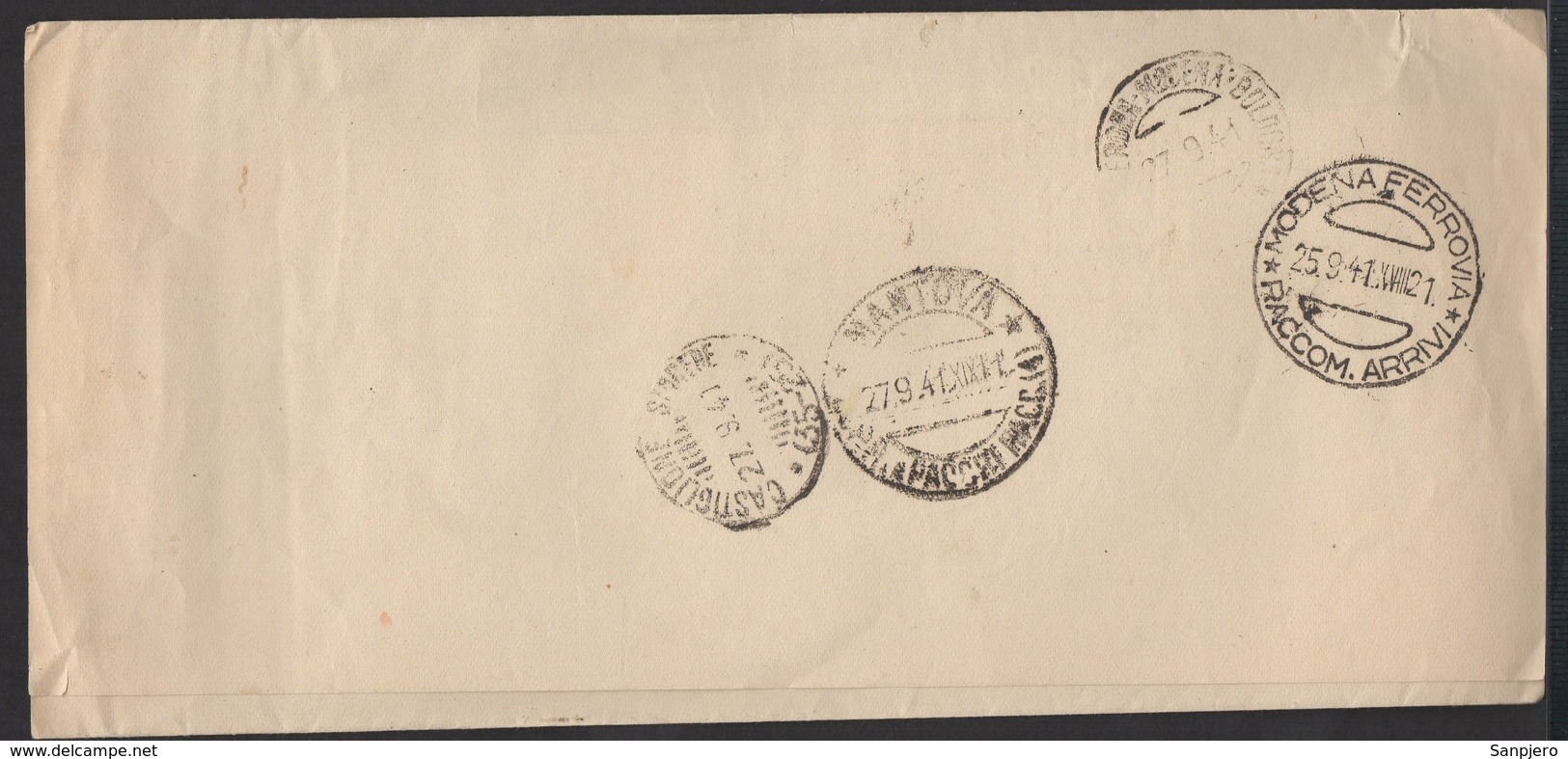 ITALY ITALIA ITALIEN 1941. Postal History Envelope Use By The Municipality MODENA FERROVIA CASTIGLIONE STIVIERE - Other & Unclassified
