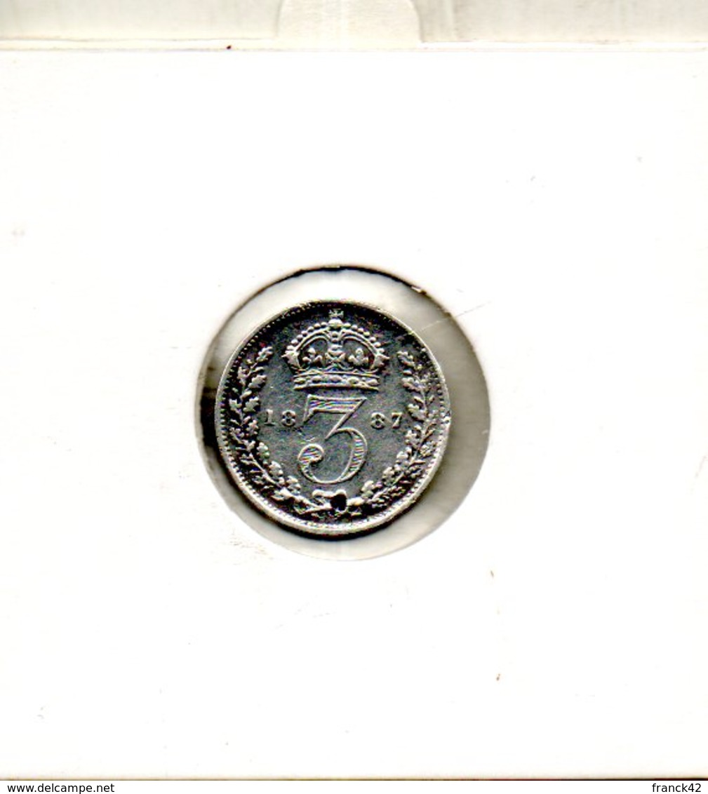 Angleterre. 3 Pence 1887 - F. 3 Pence