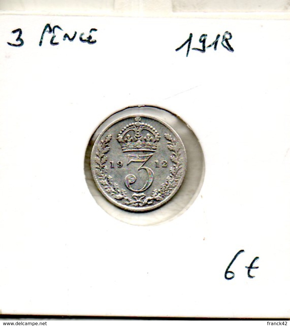 Angleterre. 3 Pence 1918 - F. 3 Pence