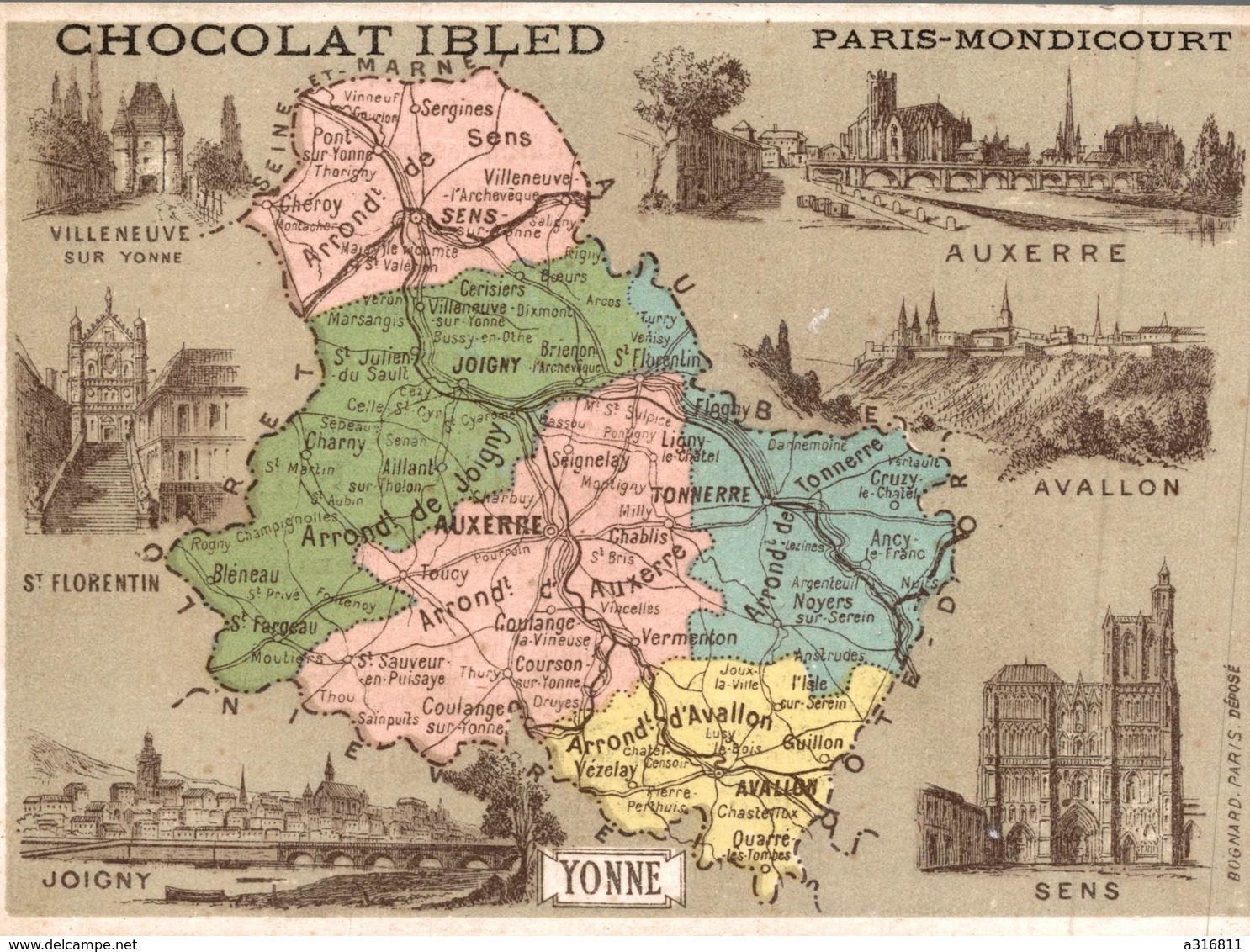 CHOCOLAT IBLED  DEPARTEMENT DE L YONNE - Ibled
