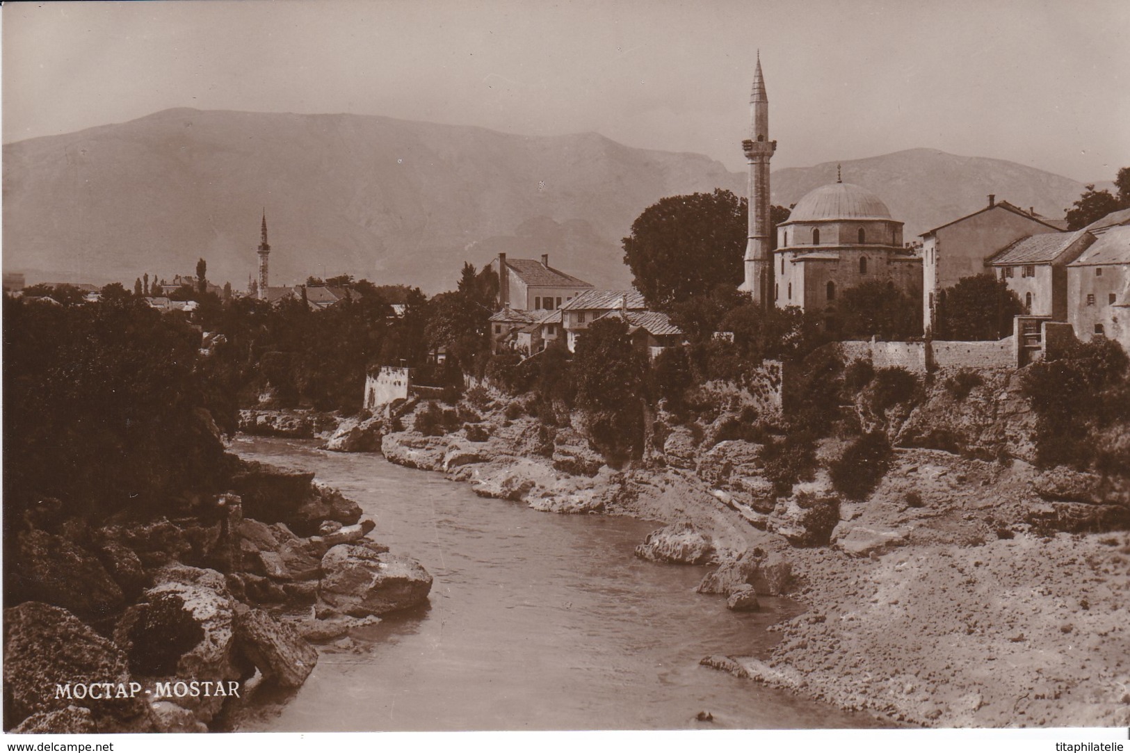 CPA Bosnie Herzégovine Moctap Mostar Vue Générale Minarets Izdanje Trifko Dudica Mostar - Bosnia And Herzegovina