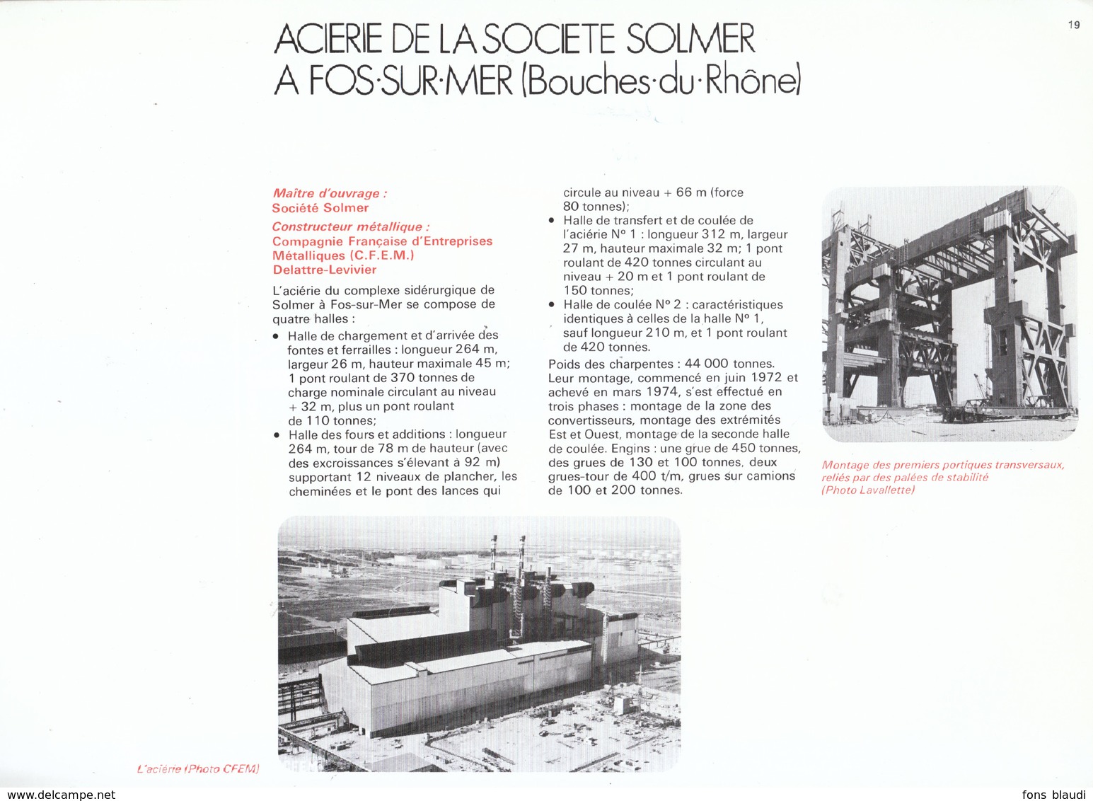 Vers 1970 - Iconographie - Fos-sur-Mer (Bouches-du-Rhône) - L'aciérie De La Société Solmer - FRANCO DE PORT - Non Classificati