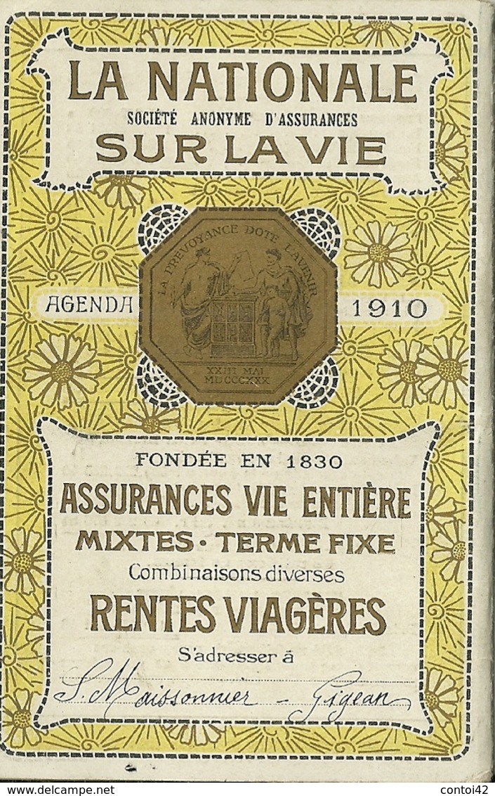 34 GIGEAN AGENDA 1910 ASSURANCE LA NATIONALE PUBLICITE HERAULT - Collections