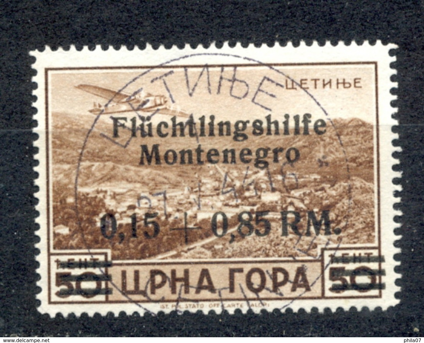 Reich, Montenegro, German Occupation - Mi.No. 27, Cancelled, Cetinje 27.05.1944. / 2 Scans - Montenegro