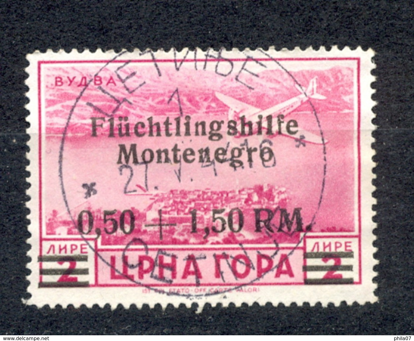 Reich, Montenegro, German Occupation - Mi.No. 28, Cancelled, Cetinje 27.05.1944. / 2 Scans - Montenegro