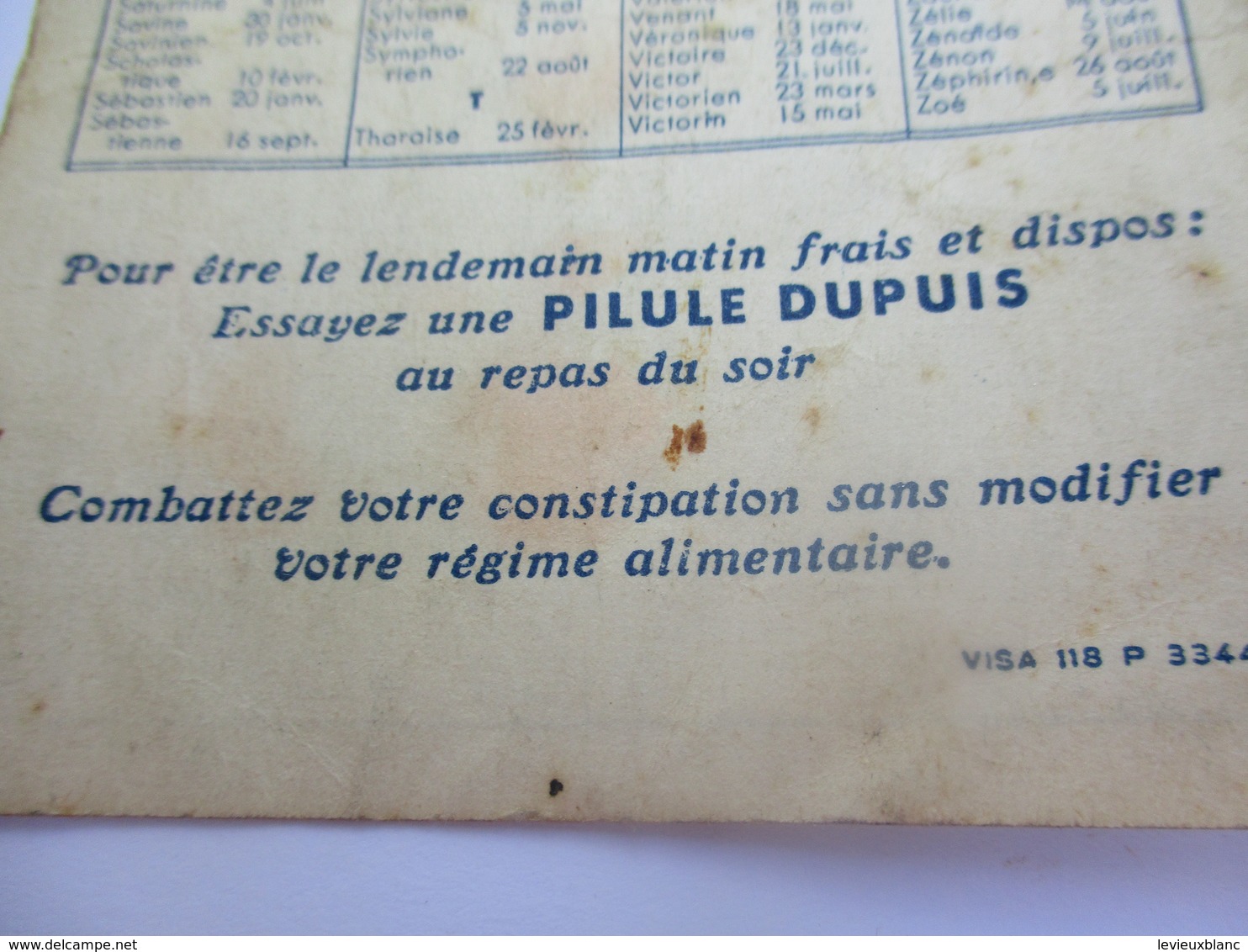 Calendrier De Poche à 2 Volets/Pharmacie/Pilule DUPUIS/  Dates Des Fêtes à Souhaiter/ Vers  1950               CAL423 - Autres & Non Classés