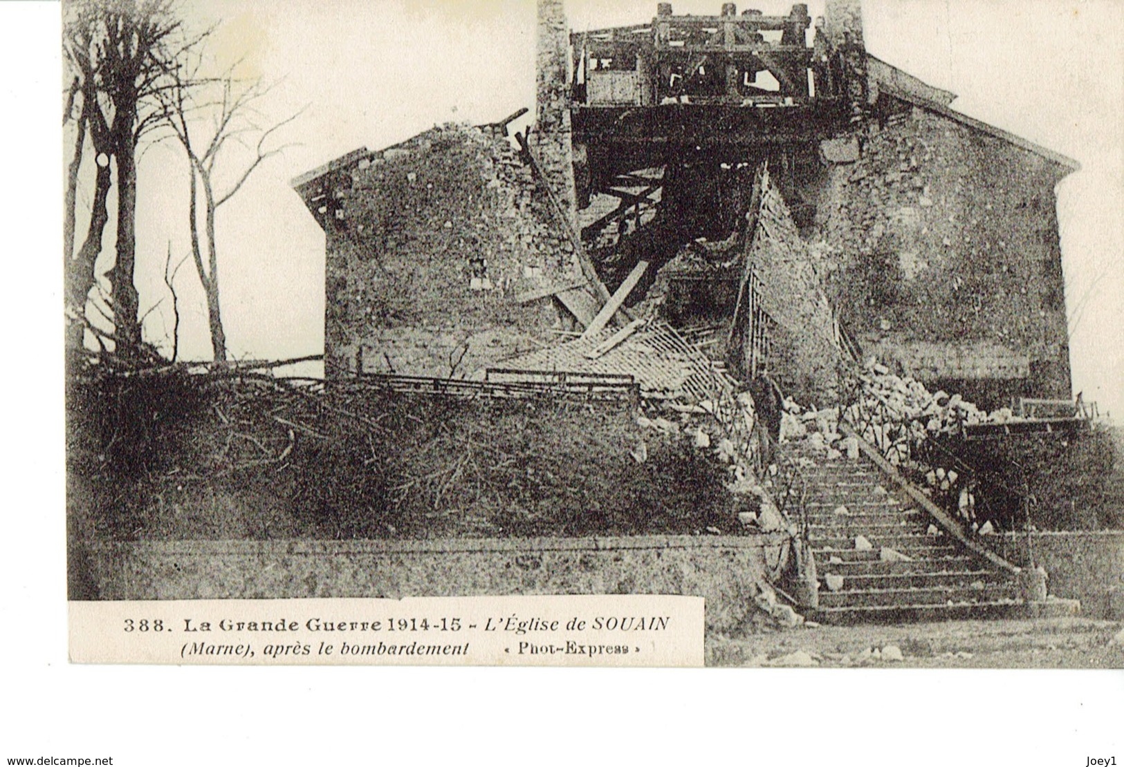 Cpa Grande Guerre , L'église De Souain Après Le Bombardement. - Souain-Perthes-lès-Hurlus